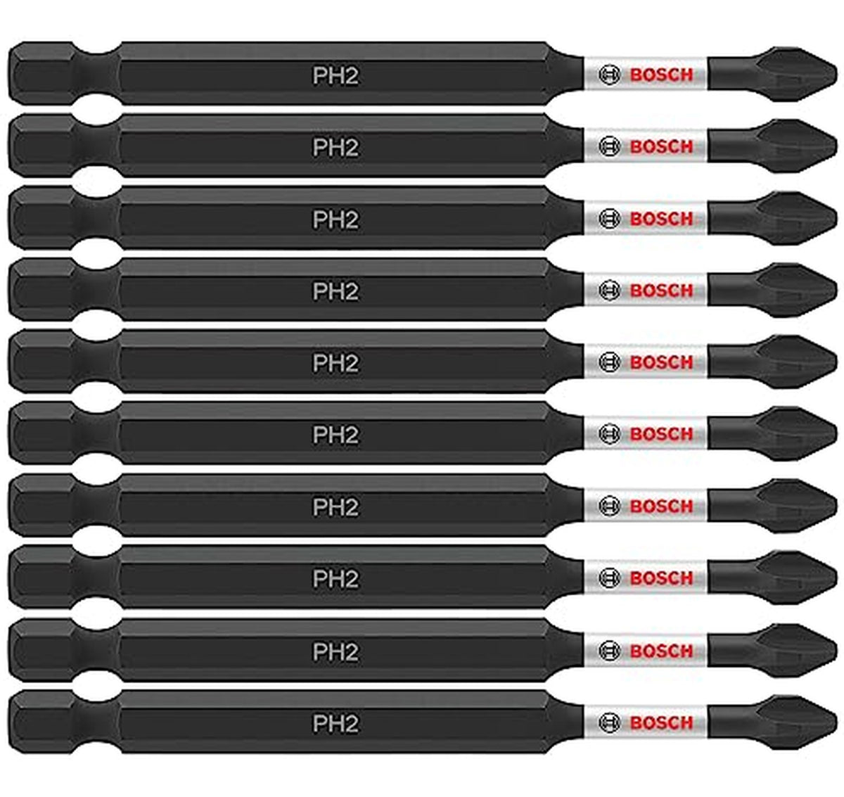 10 Pack Bosch Impact Tough Phillips #2 Power Bits