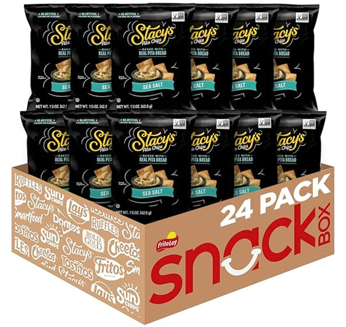 24 Pack Stacy's Sea Salt Pita Chips 1.5oz