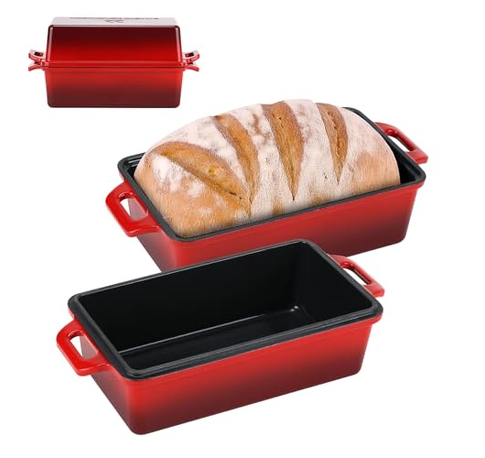 2 Piece Enameled Cast Iron Loaf Pan with Lid