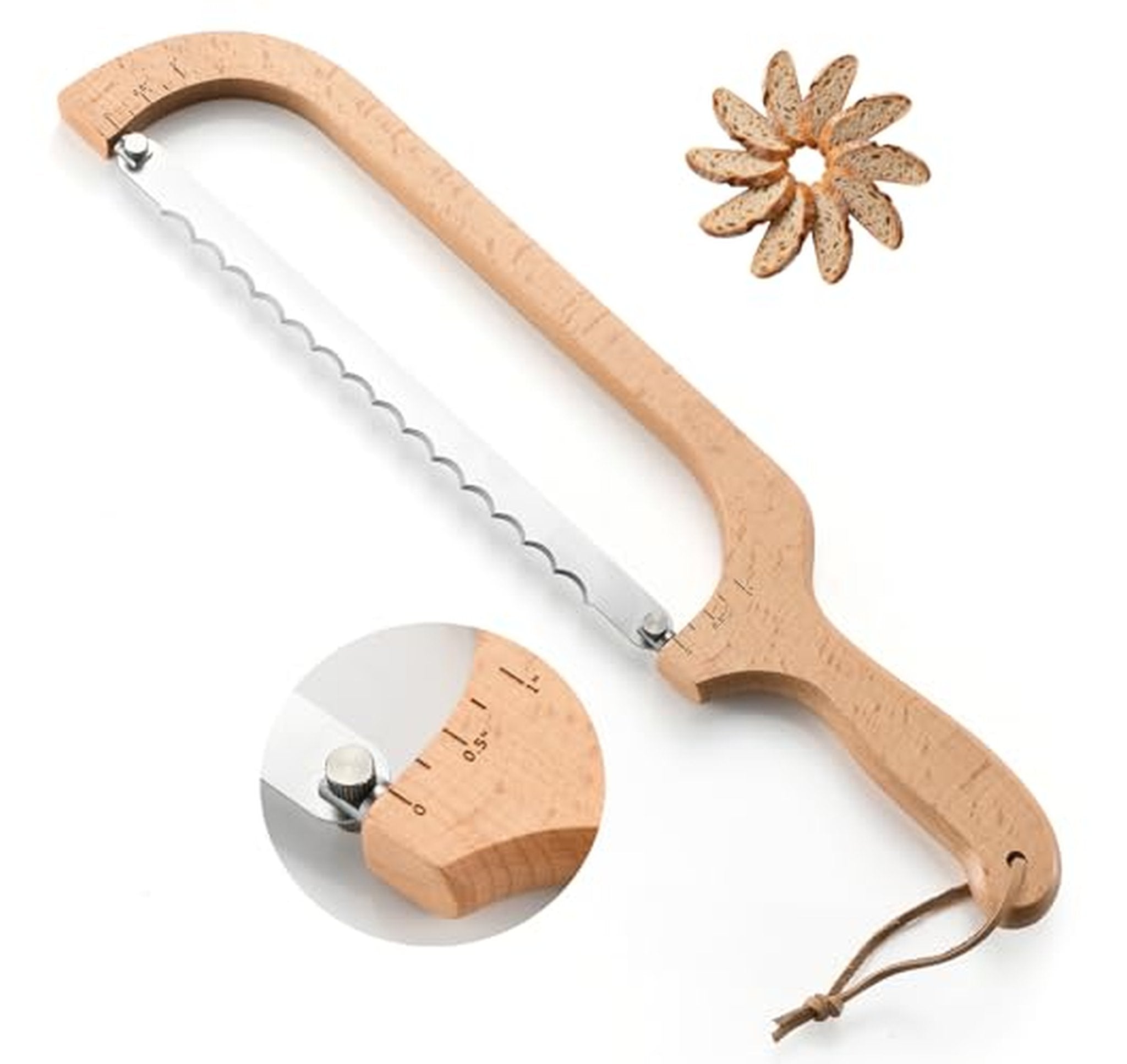 360° Rotatable Blade Wooden Bread Bow Knife