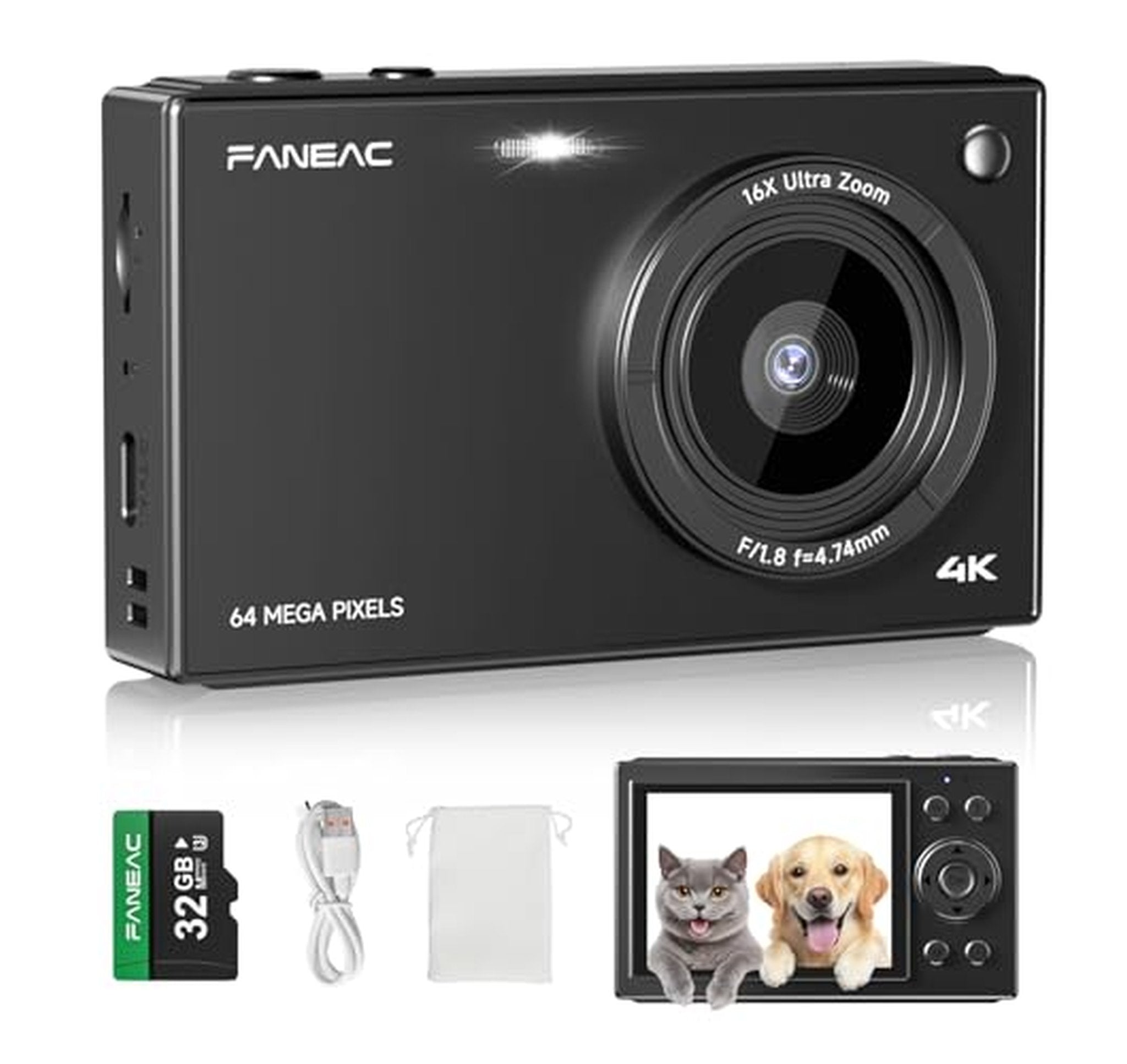 4K Autofocus Kids Digital Point and Shoot Camera