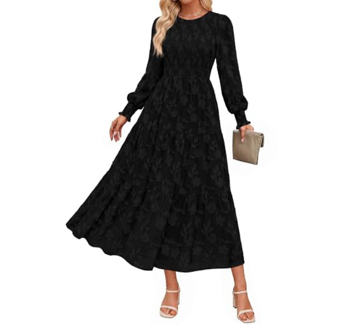 Floral Long Sleeve Wedding Guest Dress with Pockets