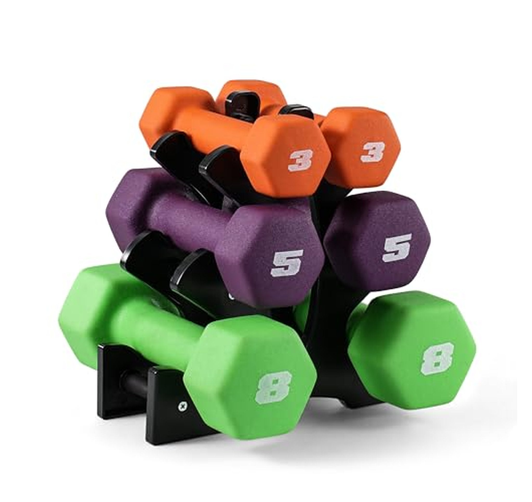 32 LB Neoprene Dumbbell Set with Rack