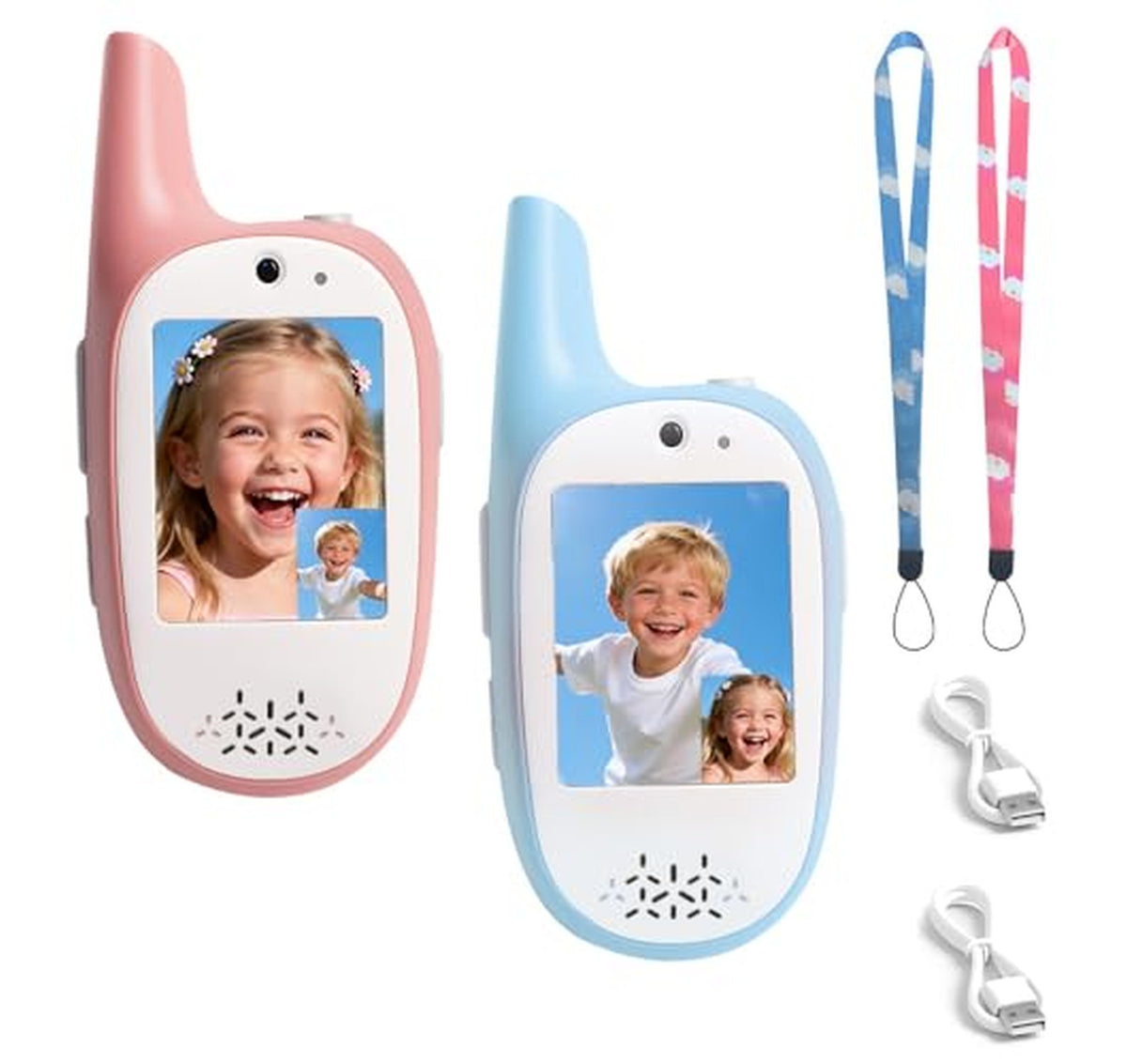 2 Pack Rechargeable 720P Video Kids Walkie Talkies