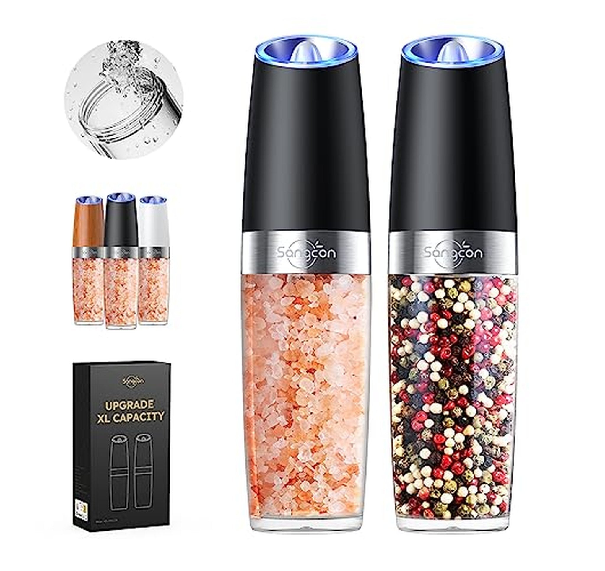 Electric Gravity Salt and Pepper Grinder Set, 9oz