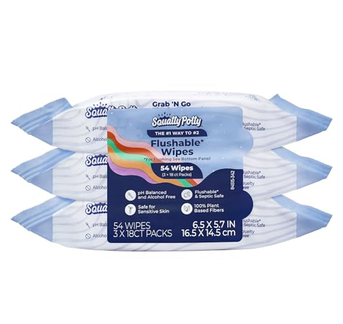 3 Pack Squatty Potty Flushable Travel Wipes 54 Count