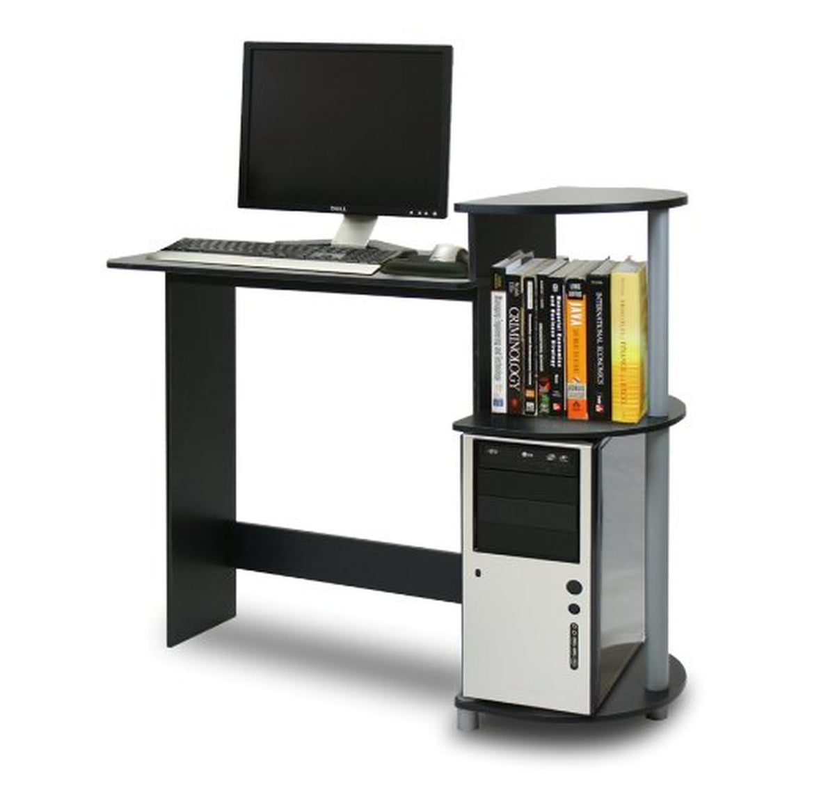 Compact Gaming Computer Desk with Storage Shelves