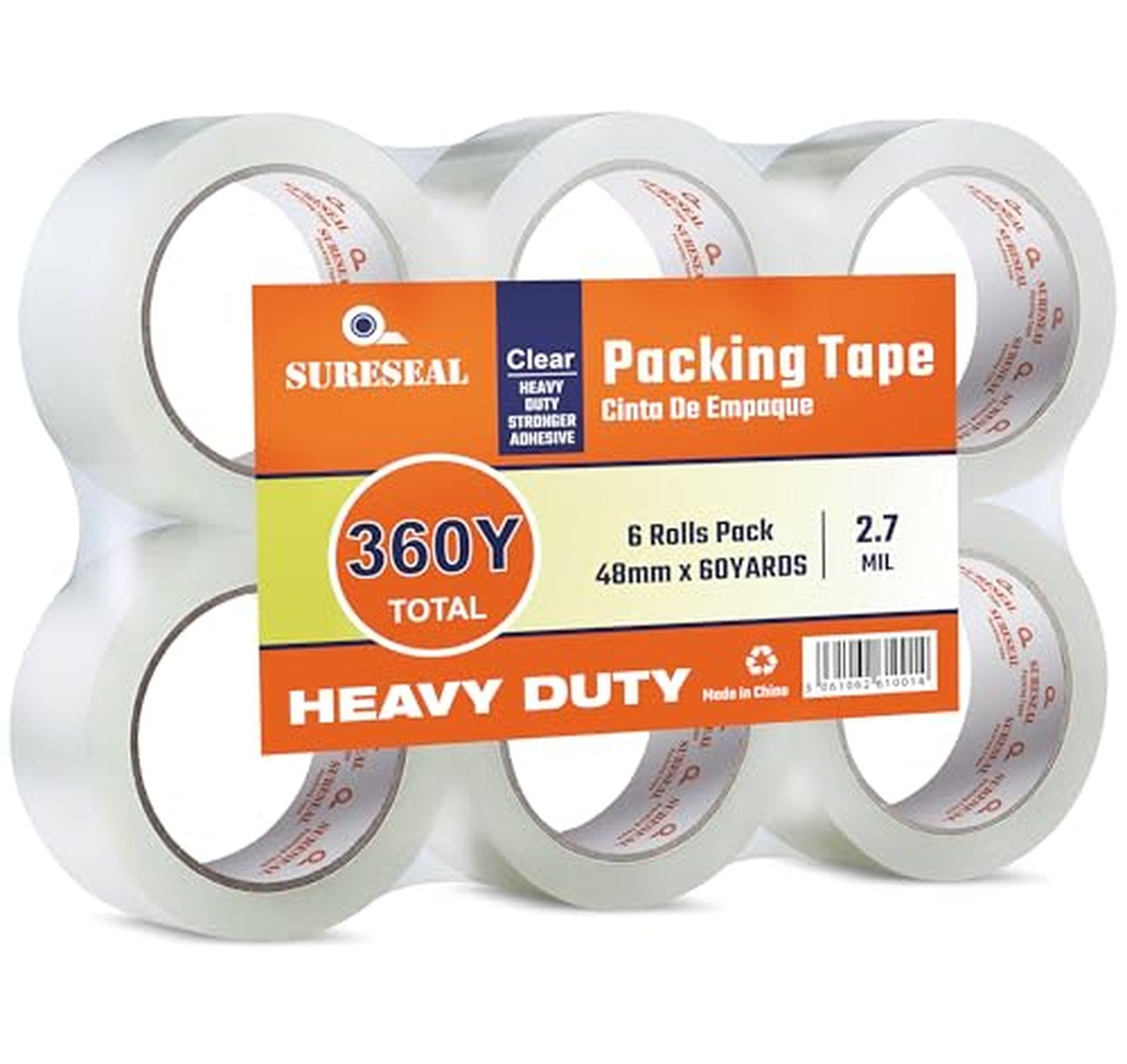 6 Pack Heavy Duty Packing Tape Rolls 60 Yard