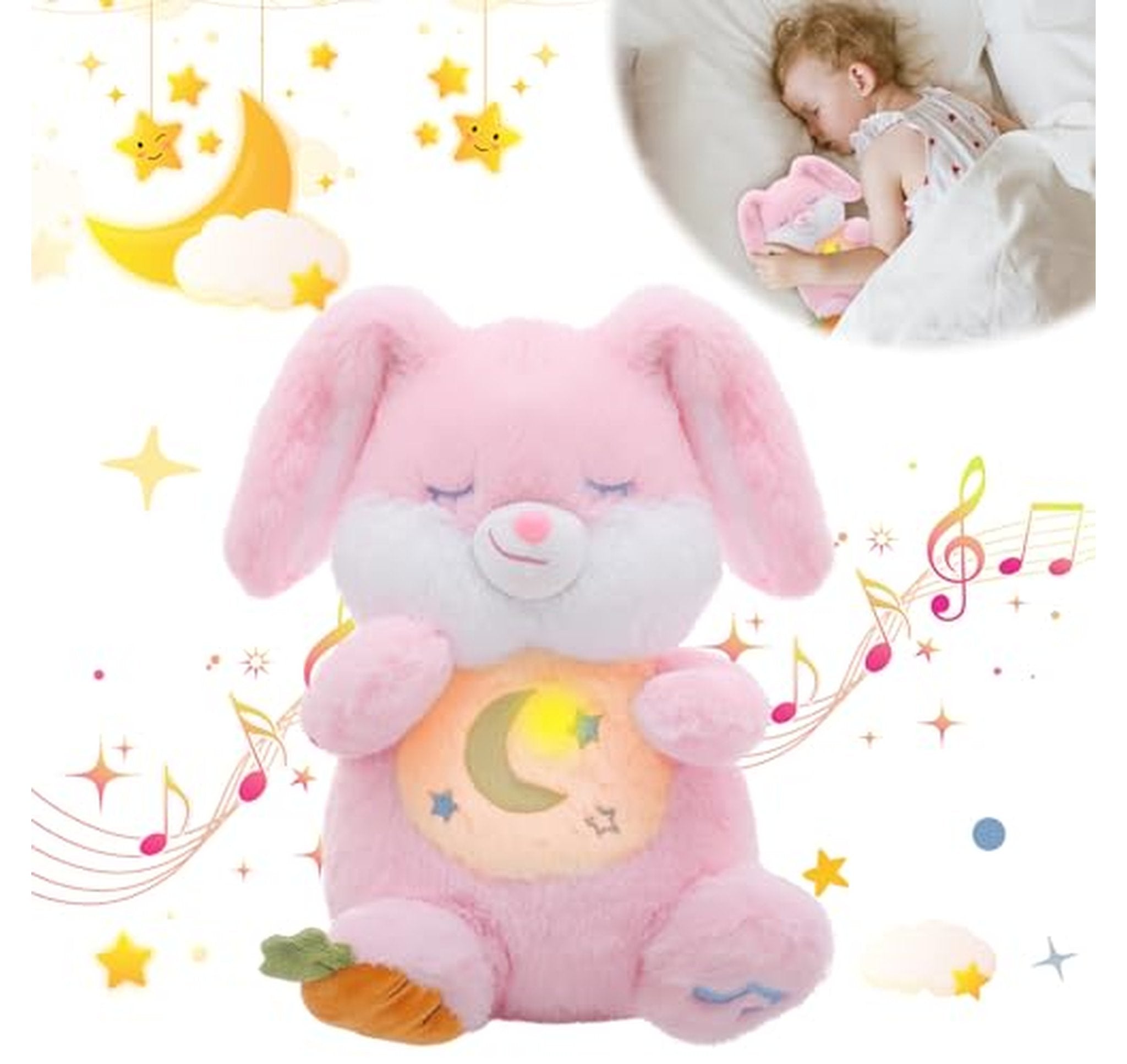 Soothing Breathing Bunny Plush with Relaxing Music