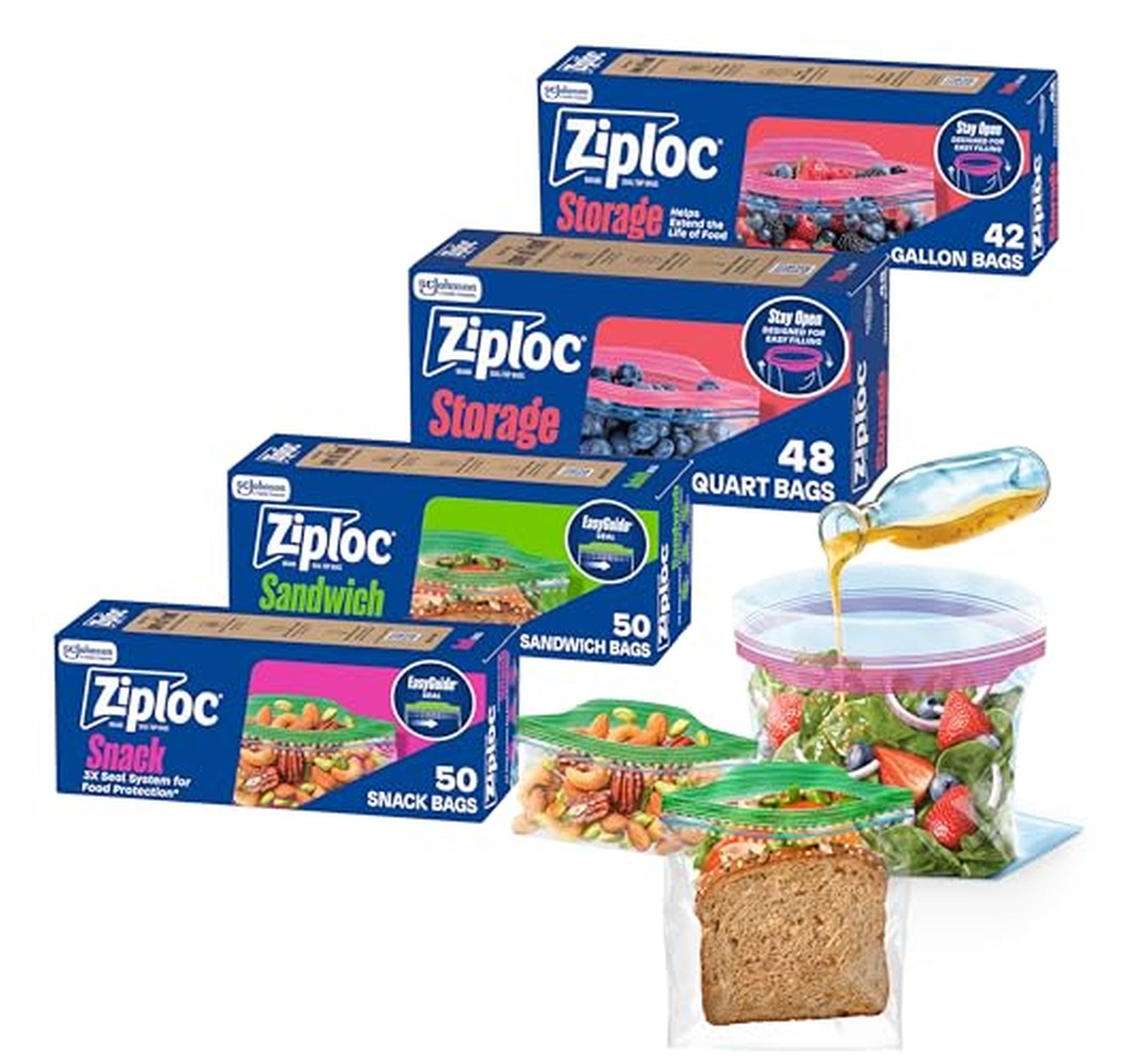 Ziploc 190 Count Storage Sandwich Snack Bag Variety Pack