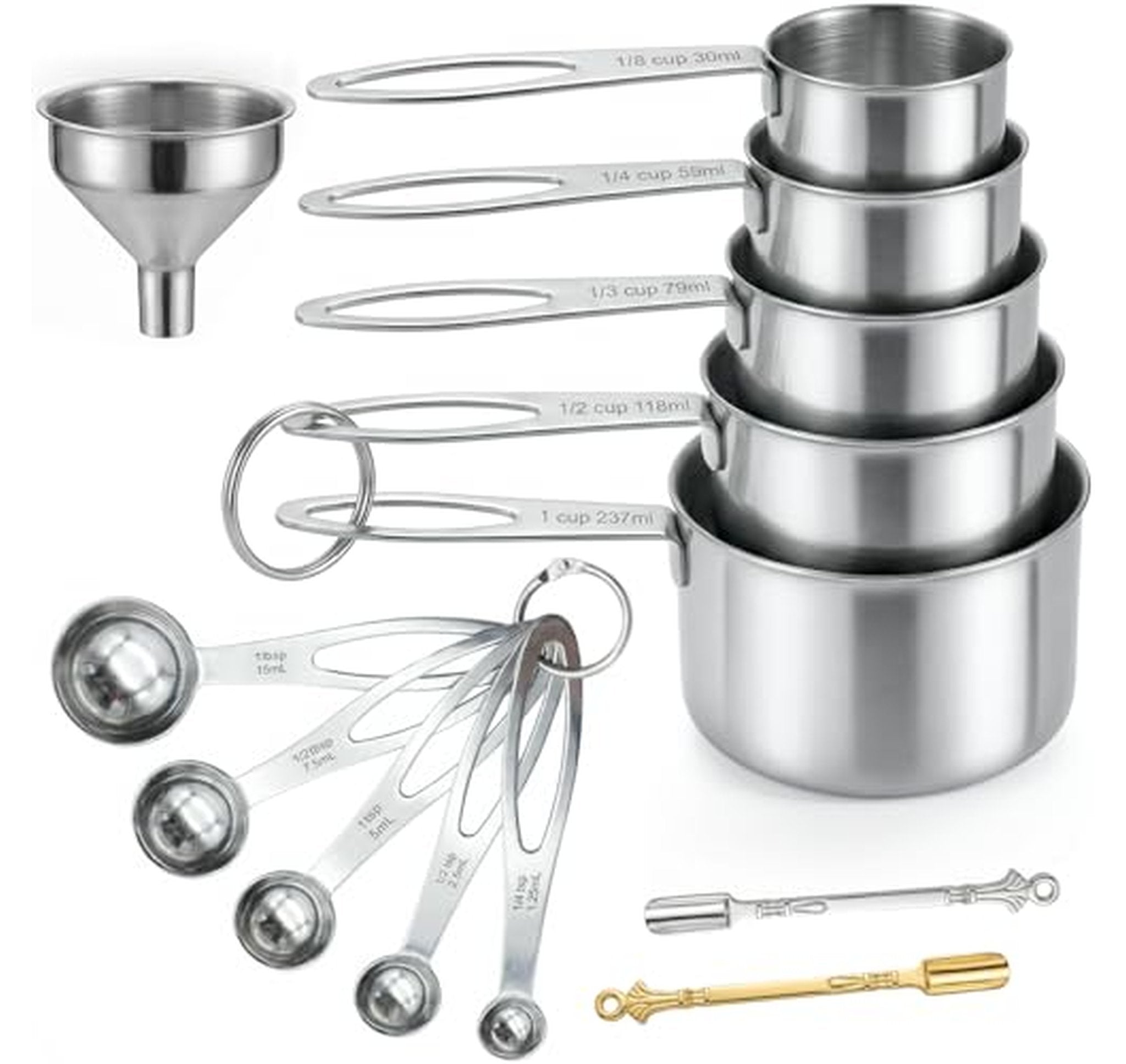 13 Piece Stainless Steel Measuring Cups and Spoons Set