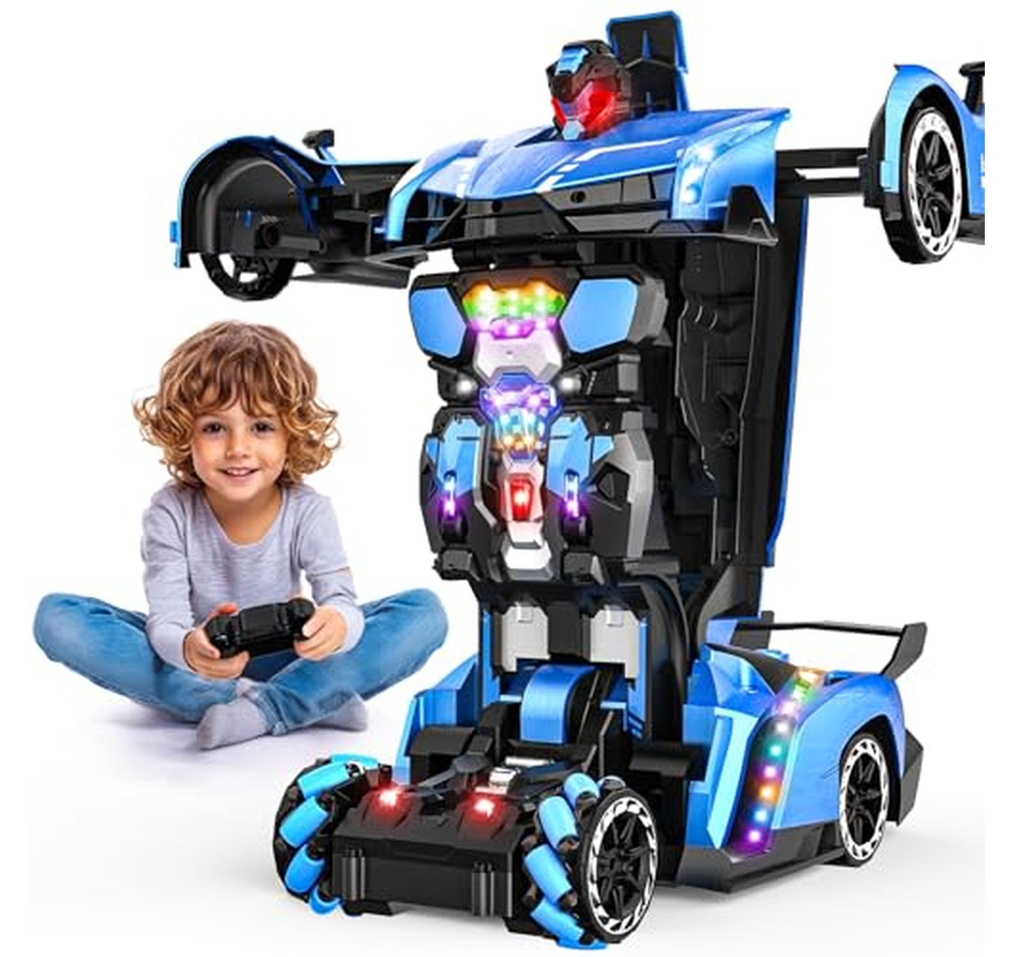 Transforming RC Car Robot with Lights and Music