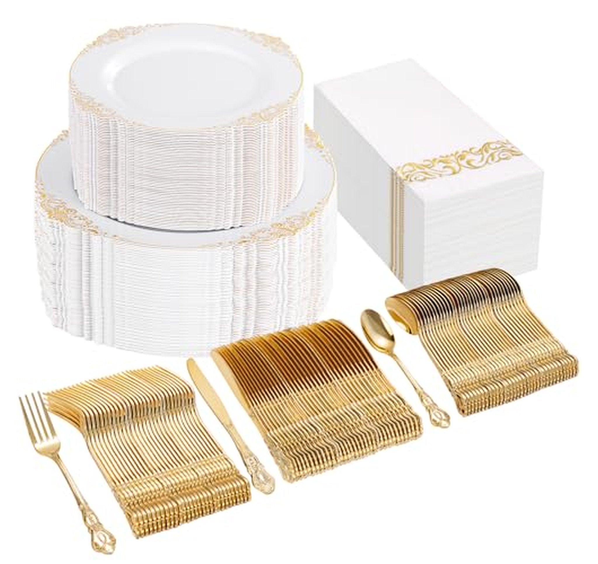 300 Piece Disposable Dinnerware Set with Cutlery