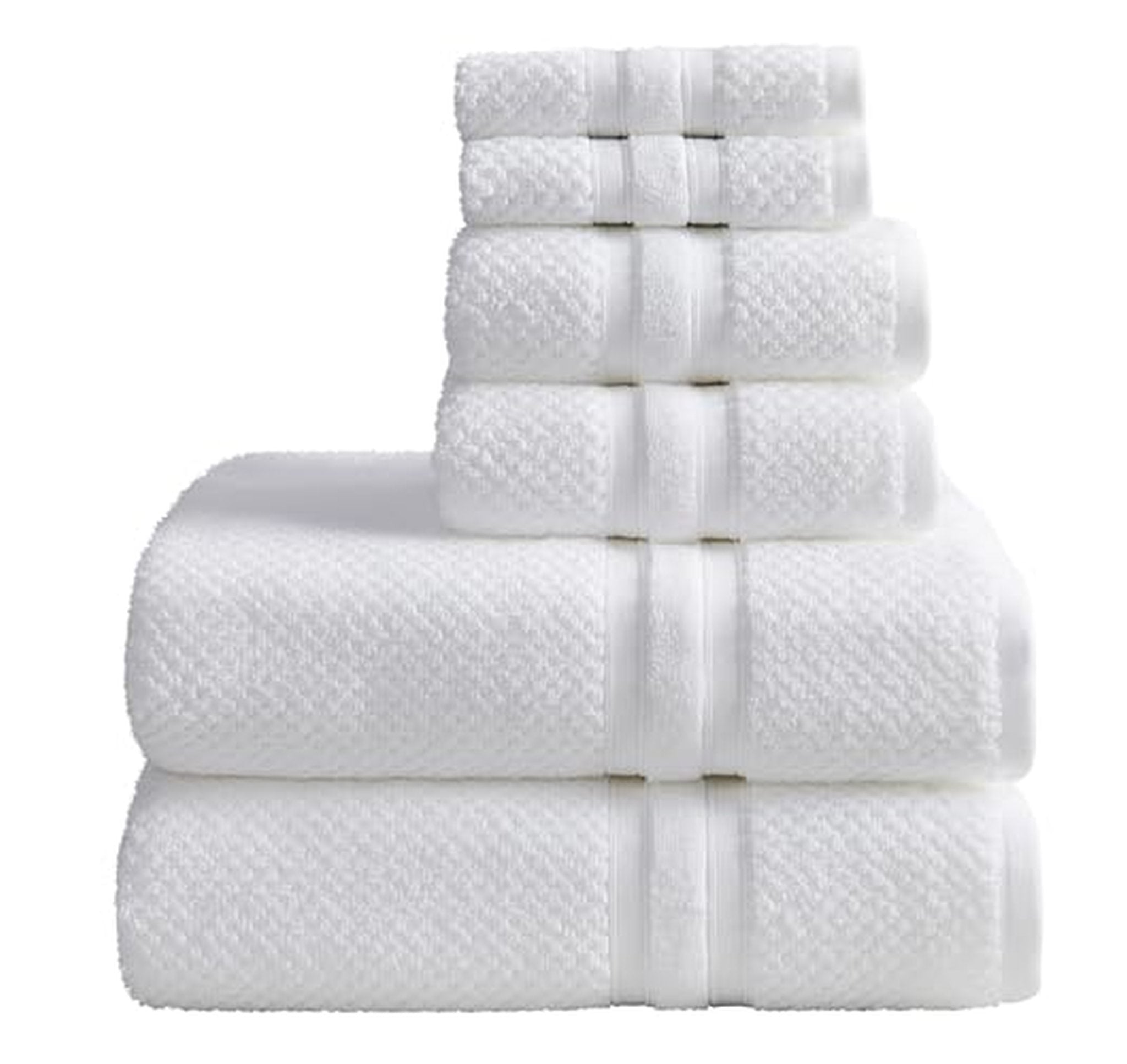 6 Pack Textured Cotton Bath Towels