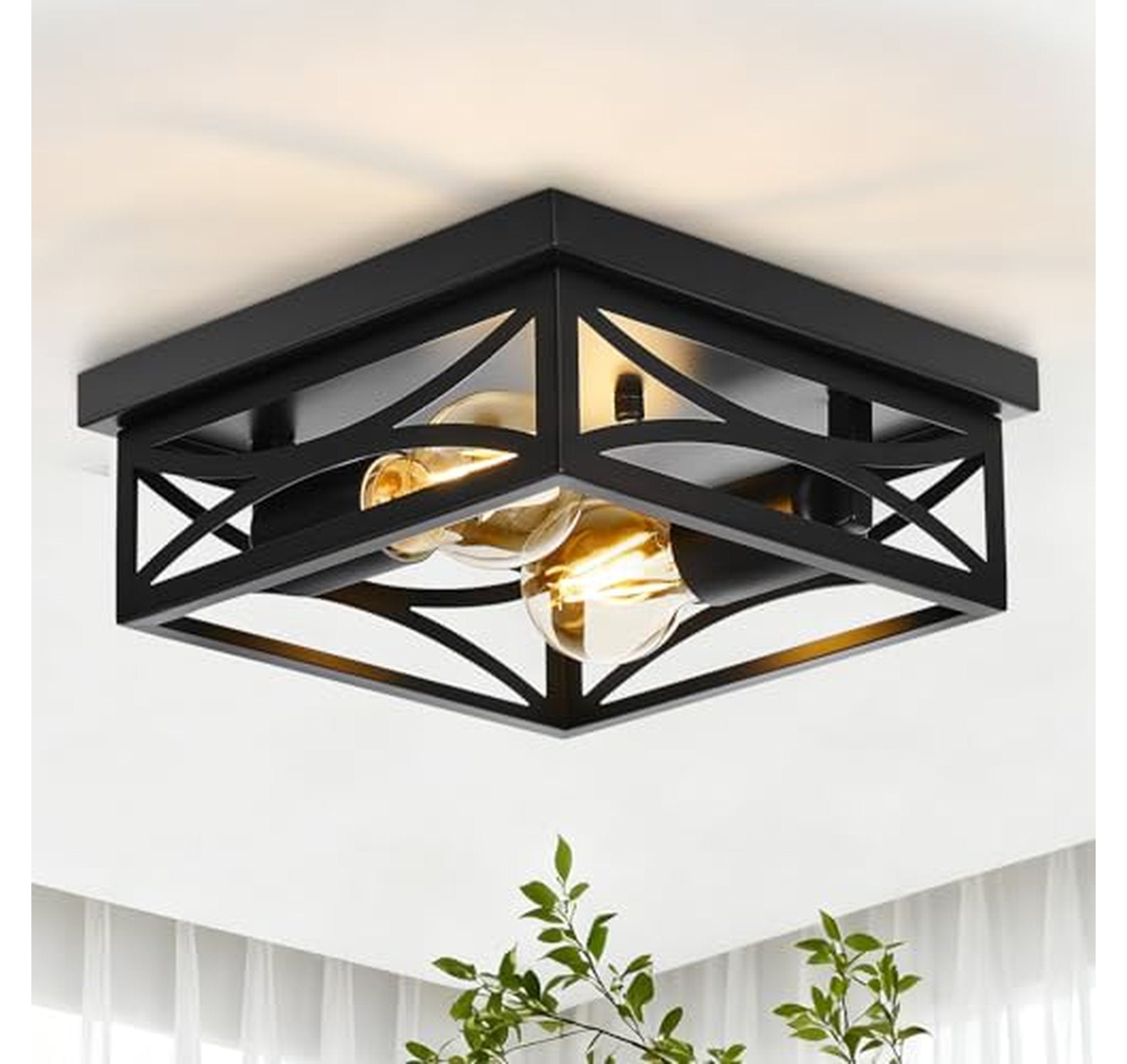Farmhouse Flush Mount 2-Light Ceiling Fixture