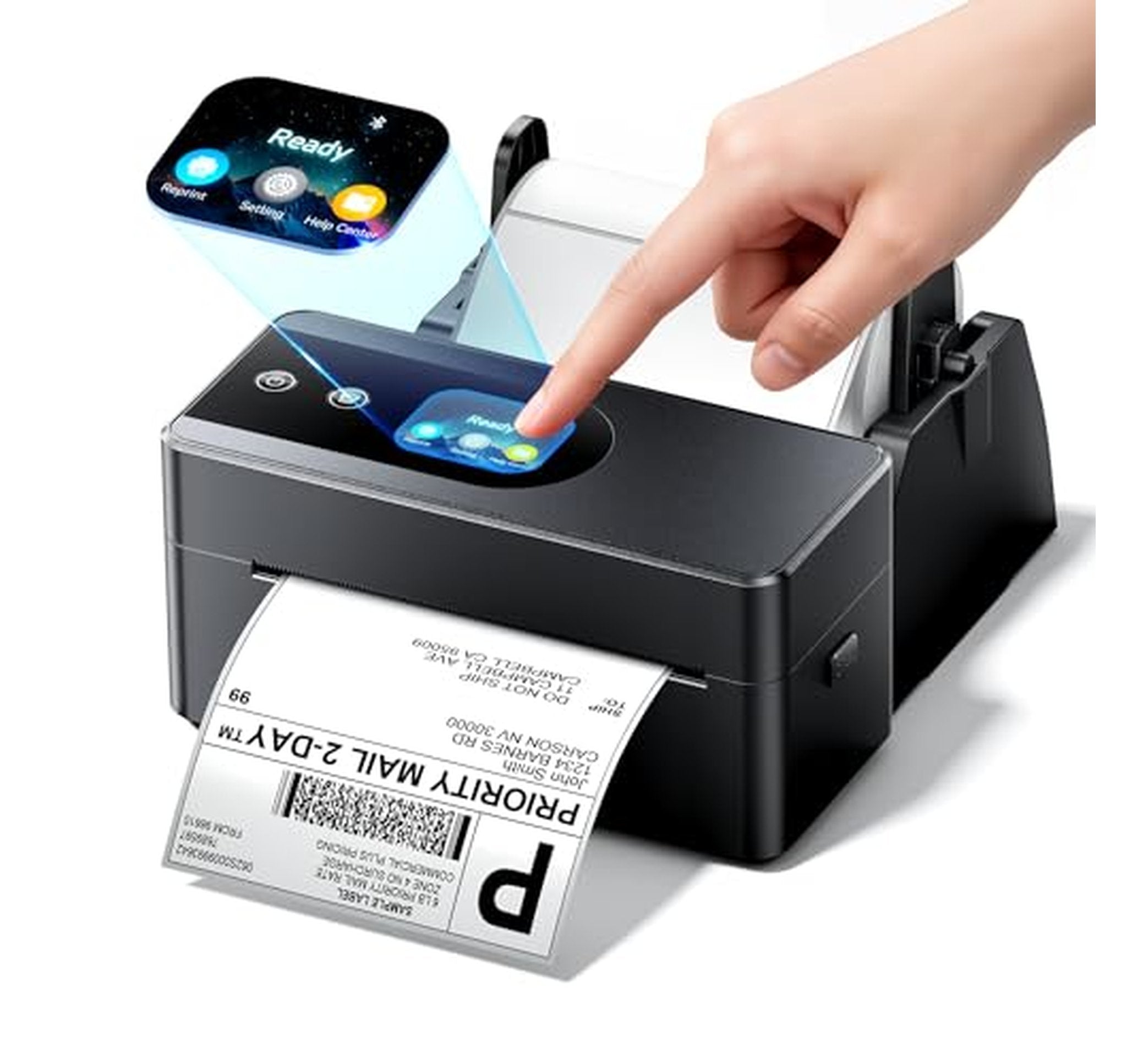 Thermal Shipping Label Printer with Touchscreen and Holder (4 Colors)