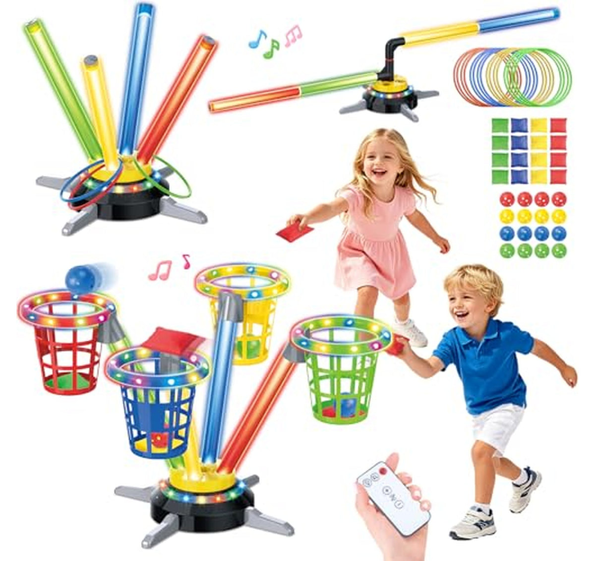 3-in-1 Carnival Musical Jumping Ring Toss Game