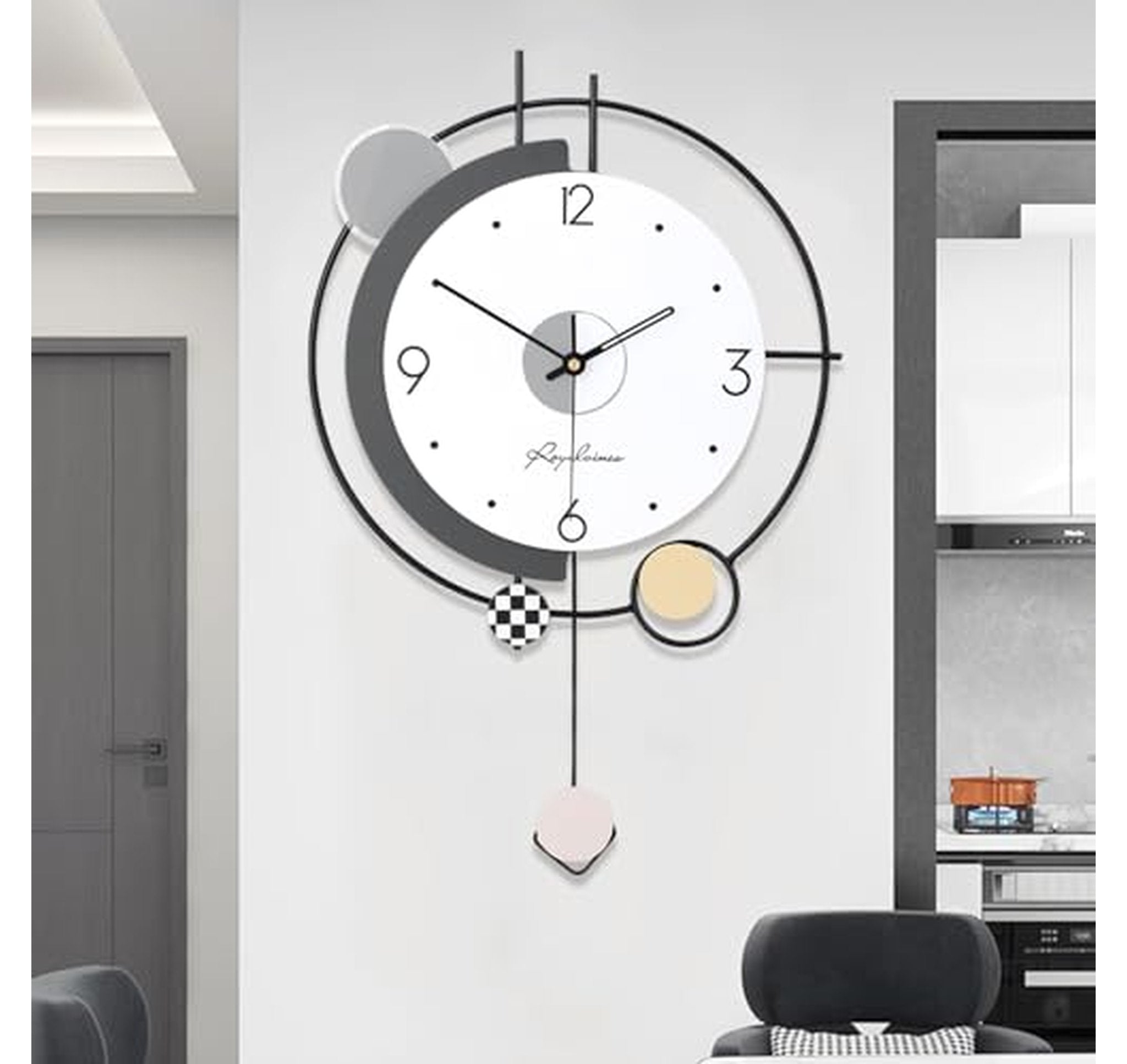 Large Silent Non-Ticking Metal Wall Clock