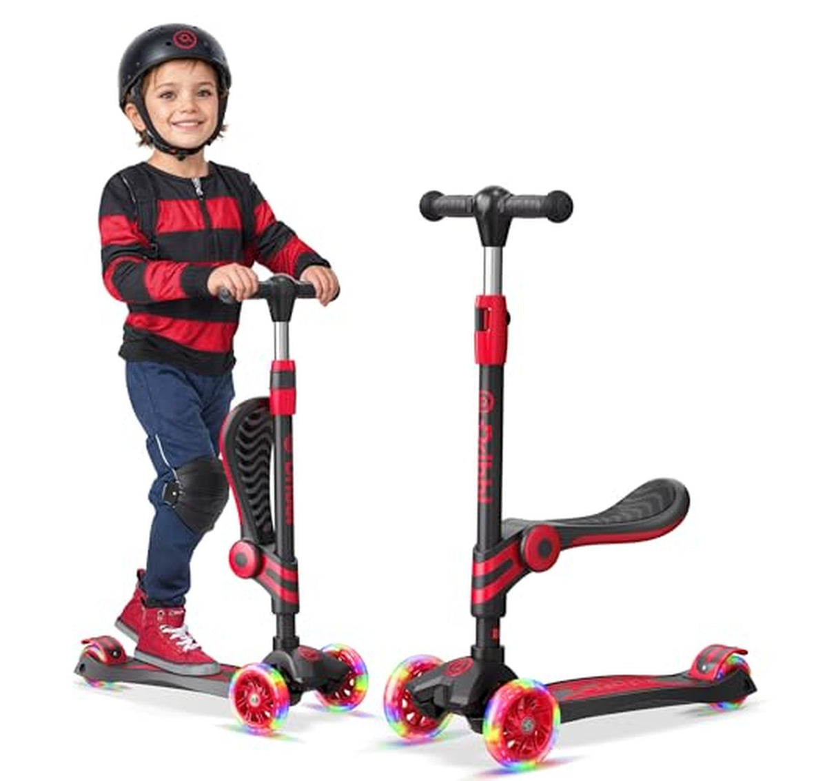 3 Wheel Kids Scooter with Seat and Light-Up Wheels