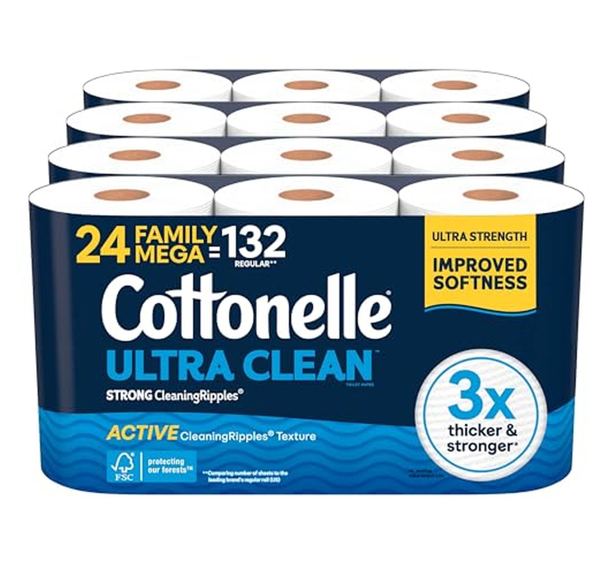 48 Family Mega Rolls Cottonelle Ultra Clean Toilet Paper, 264 Regular Rolls