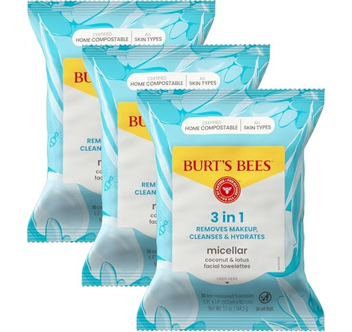 90 Count Burt's Bees Micellar Facial Cleansing Wipes