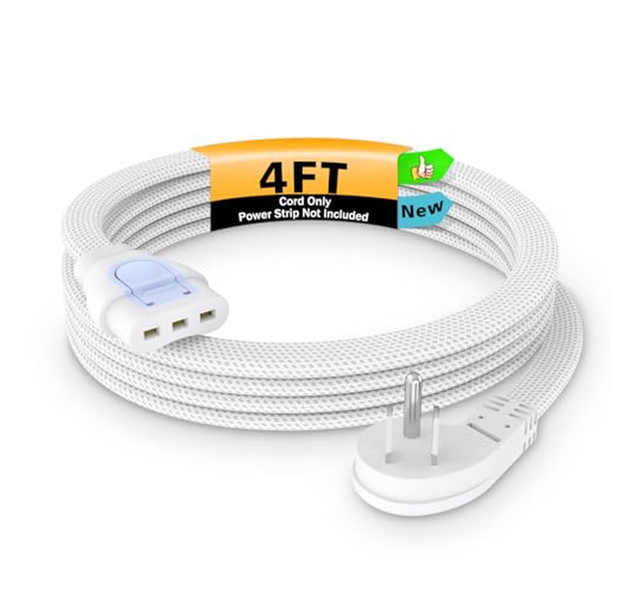 Detachable Braided Extension Cord 4FT, 16AWG Copper Wire