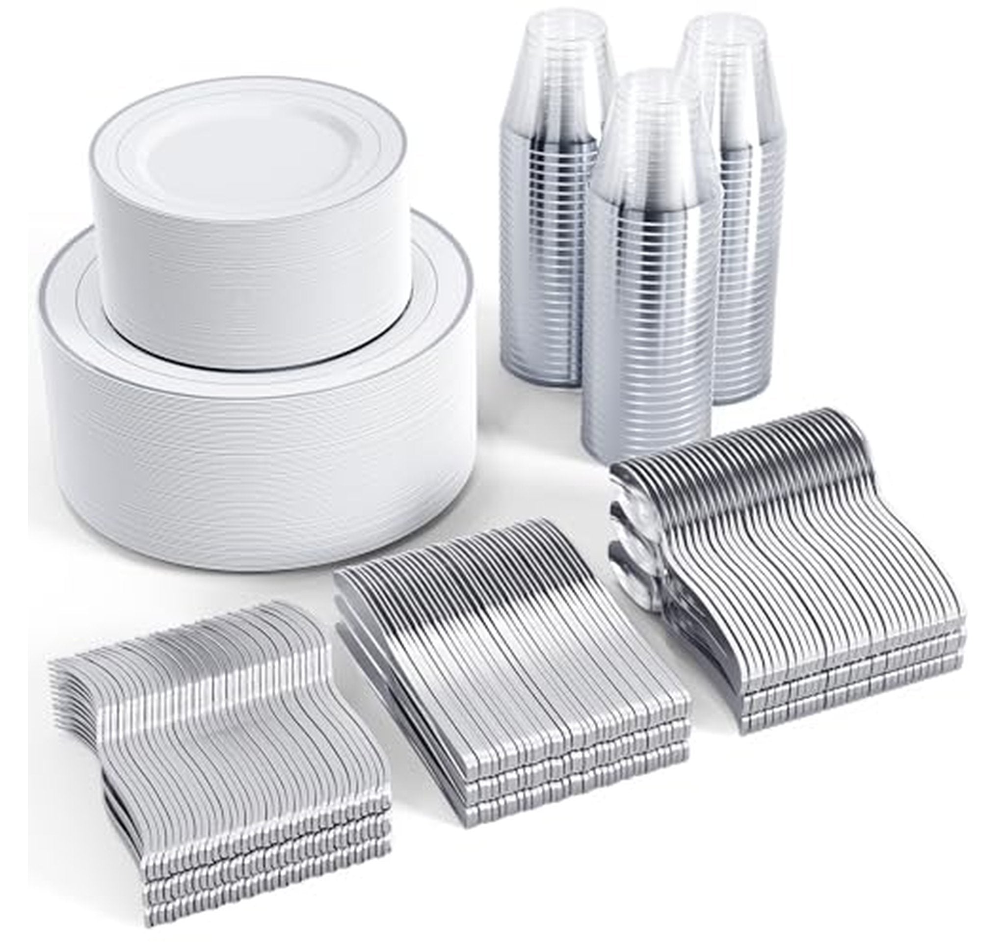 600 Count Disposable Plastic Dinnerware Set for 100