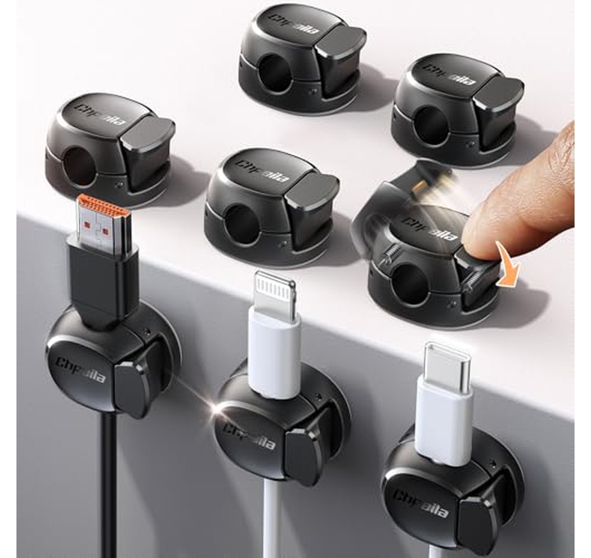 8 Pack Dual Spring Adhesive Cable Clips Organizer