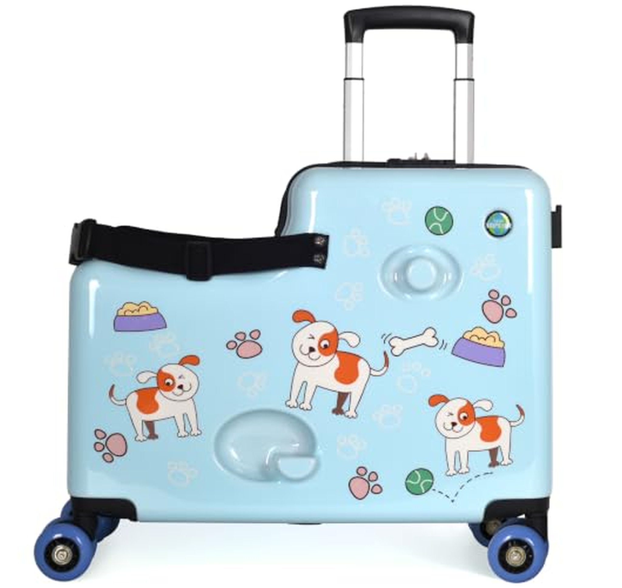 Kids Ride On Suitcase with Seat and Spinner Wheels