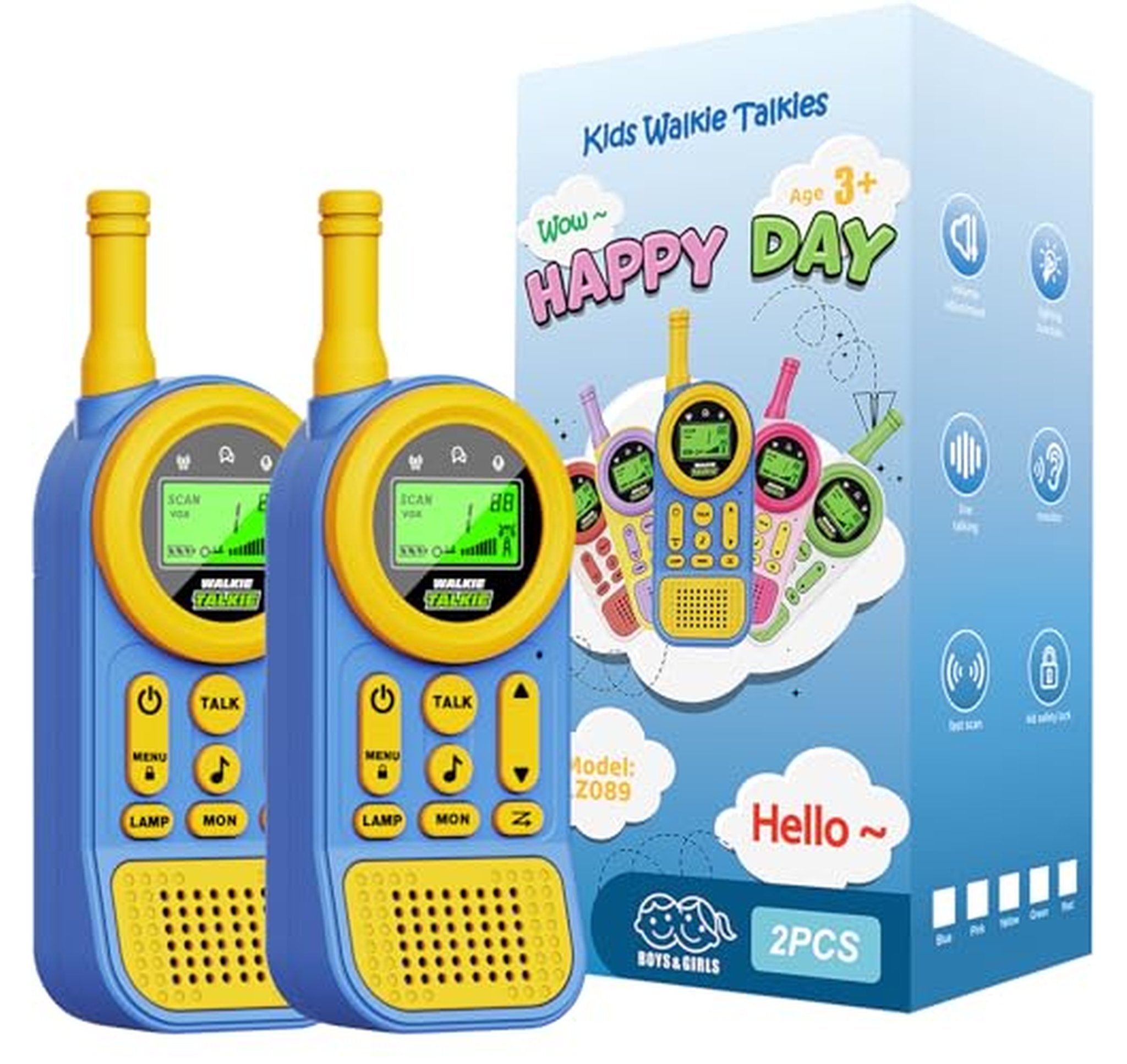 2 Pack Kids Walkie Talkies 3 Mile Range
