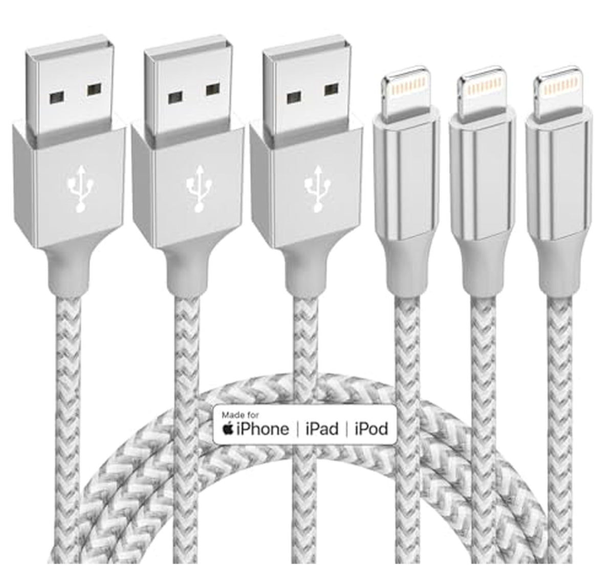 3 Pack 10ft MFi Certified Lightning Charging Cables