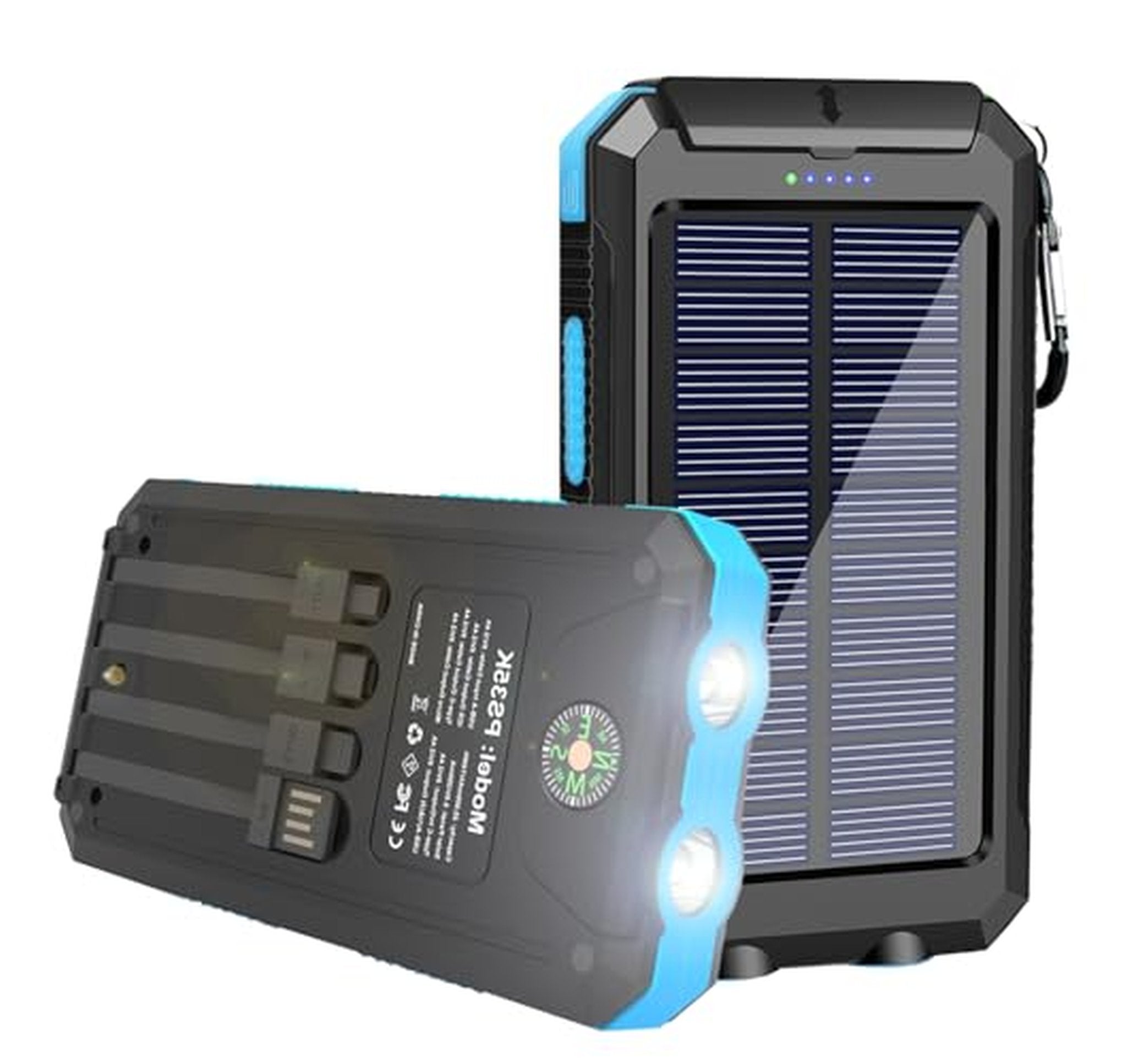 20000mAh Solar Power Bank with Built-In Cables