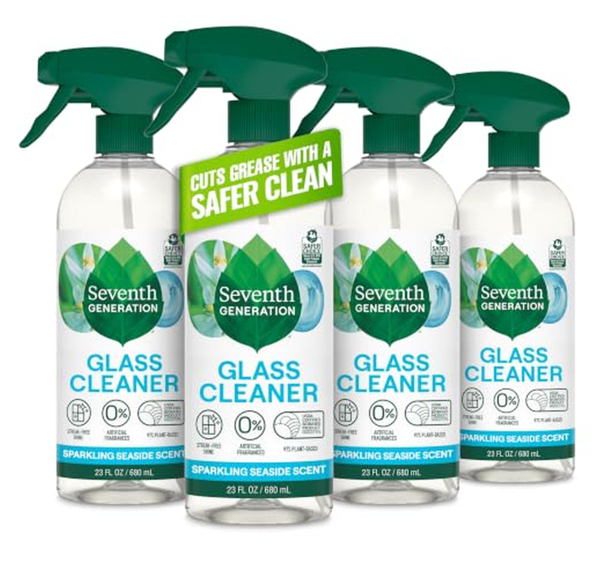 4 Pack Seventh Generation Biodegradable Glass Cleaner 23 oz