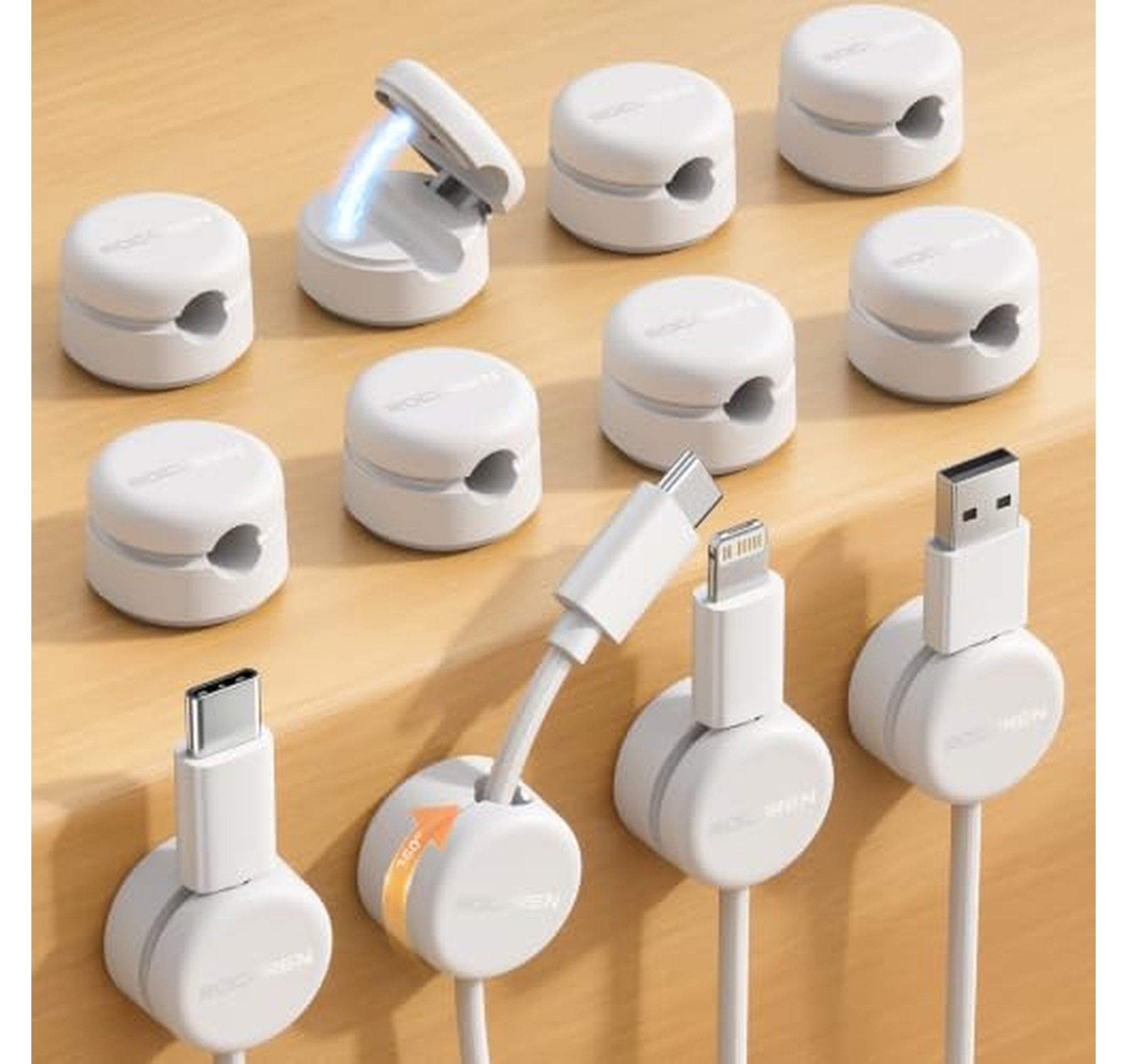 12 Pack Magnetic Rotating Cable Organizer Clips