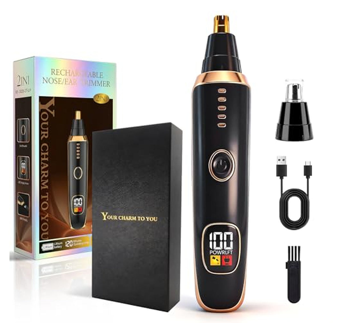 Rechargeable Nose and Ear Hair Trimmer with LED
