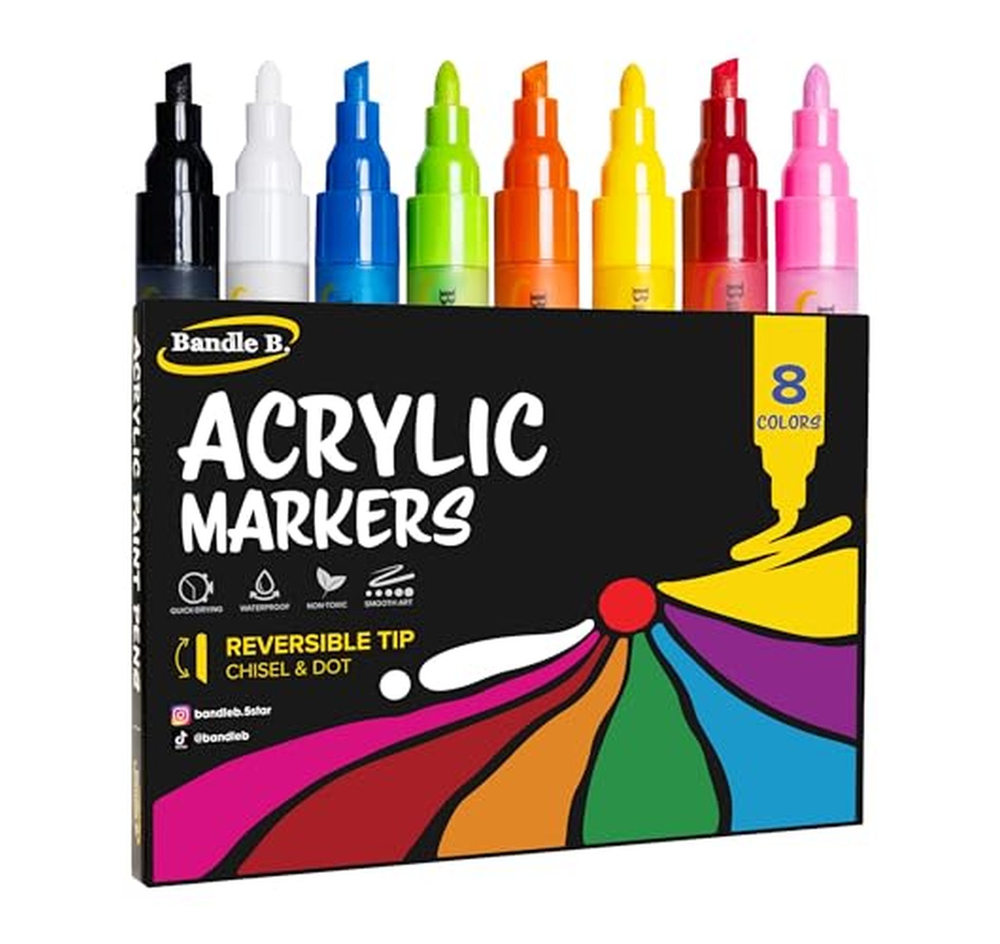 8 Pack Quick-Drying Acrylic Paint Markers Set