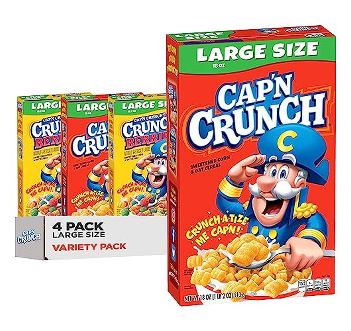 4 Pack Cap'n Crunch Original and Crunch Berries Cereal
