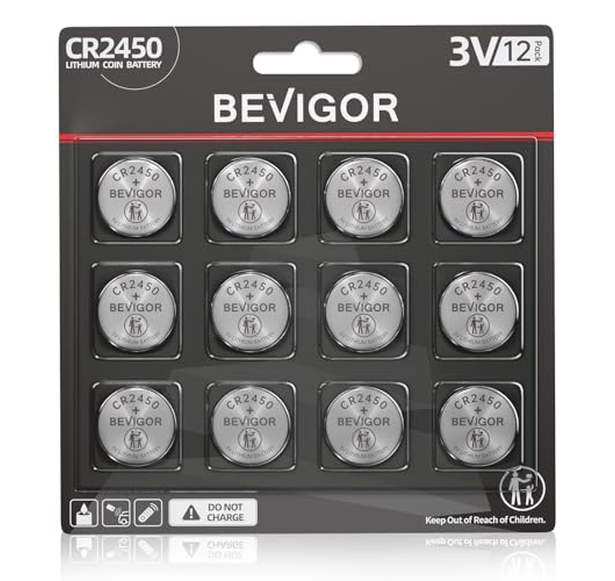 12 Pack CR2450 3V Lithium Coin Batteries
