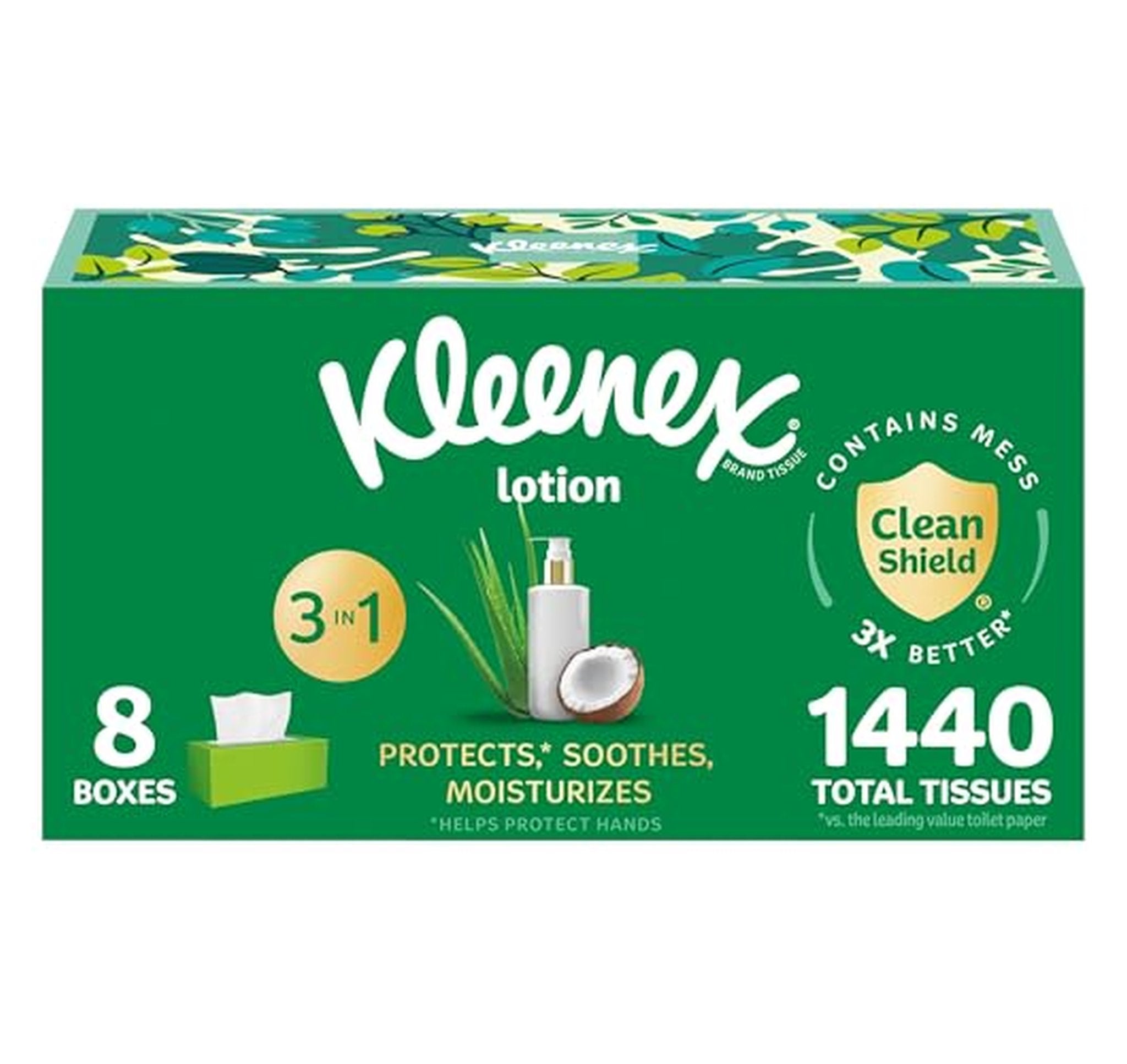 8 Pack Kleenex Lotion 3-Ply Facial Tissues