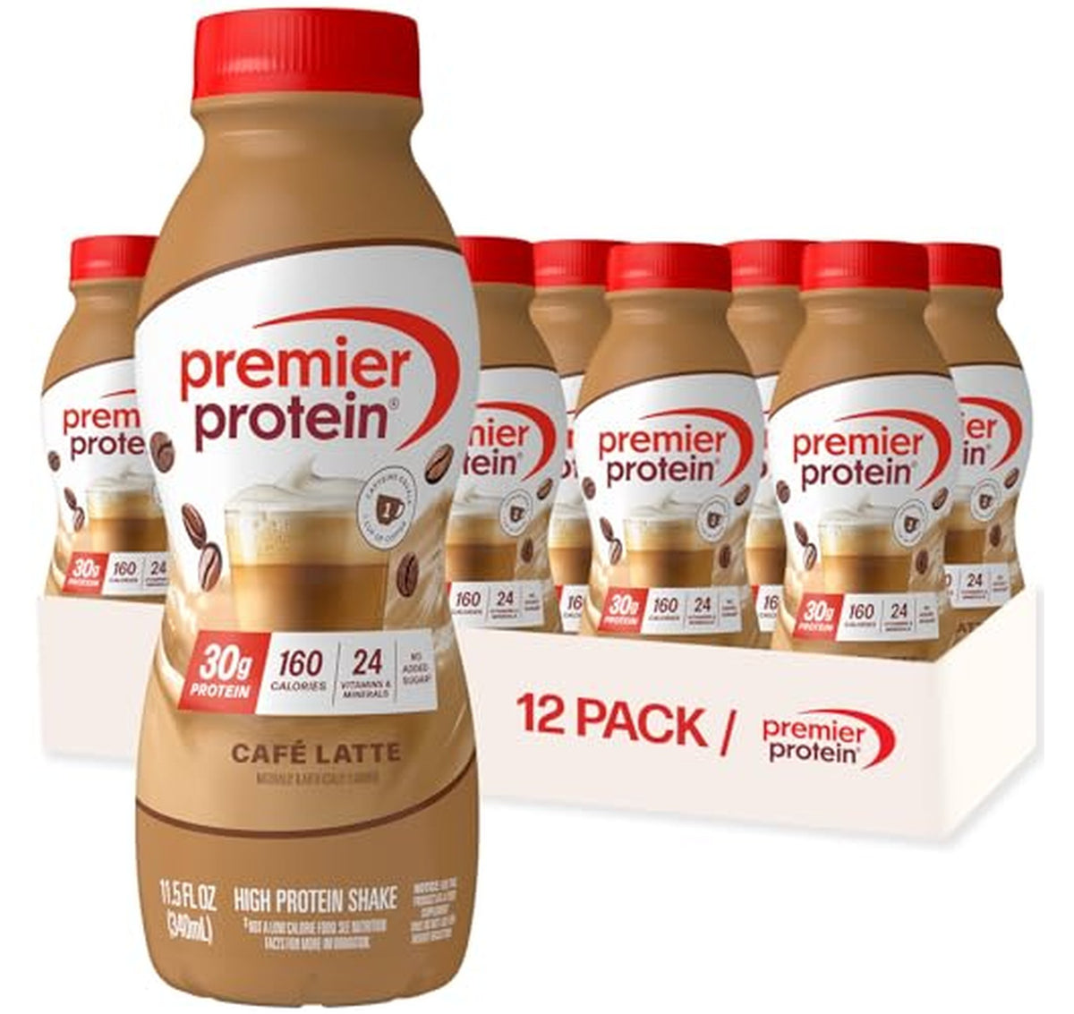12 Pack Premier Protein Café Latte Energy Shakes