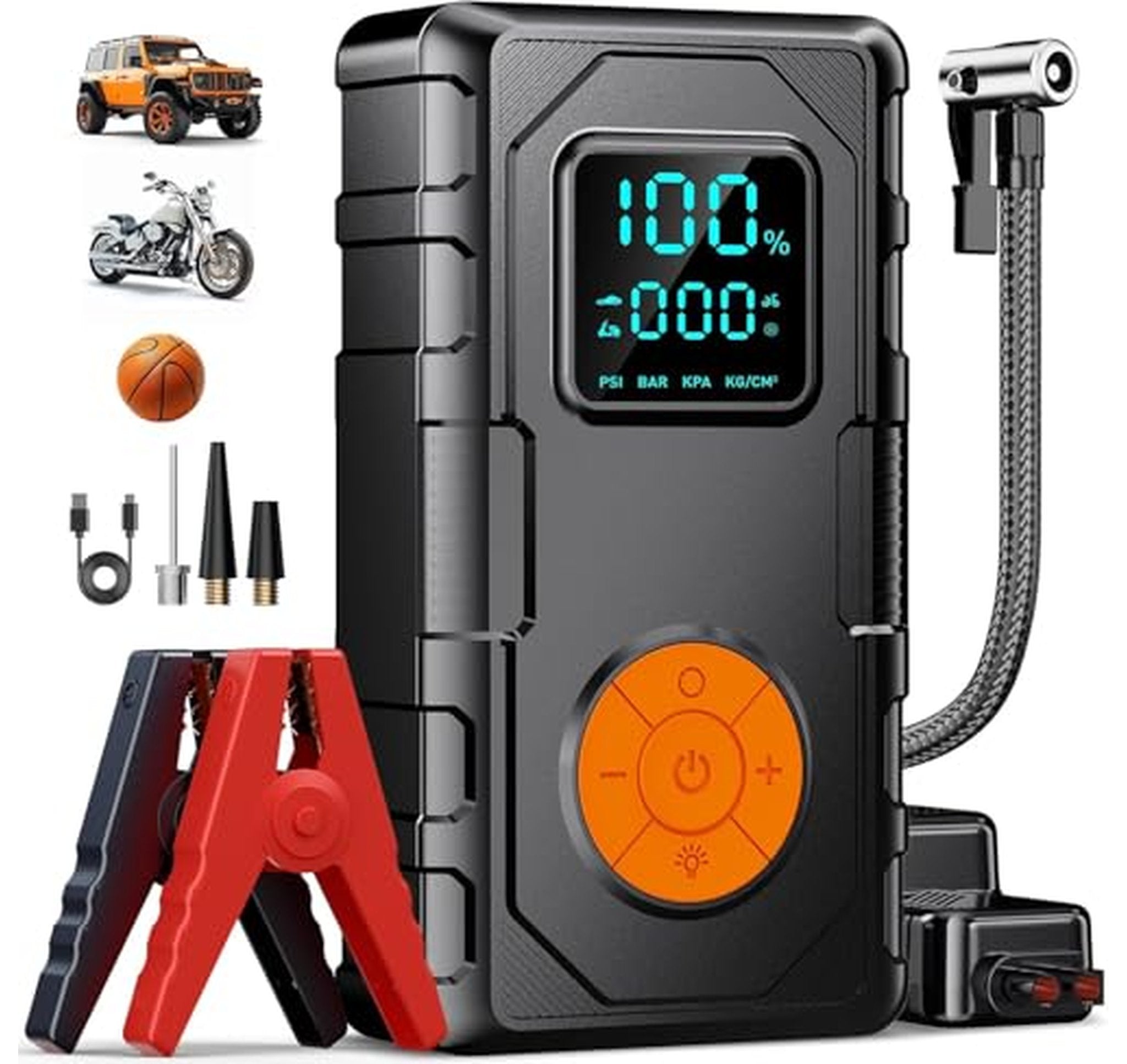 Portable Car Jump Starter with Air Compressor