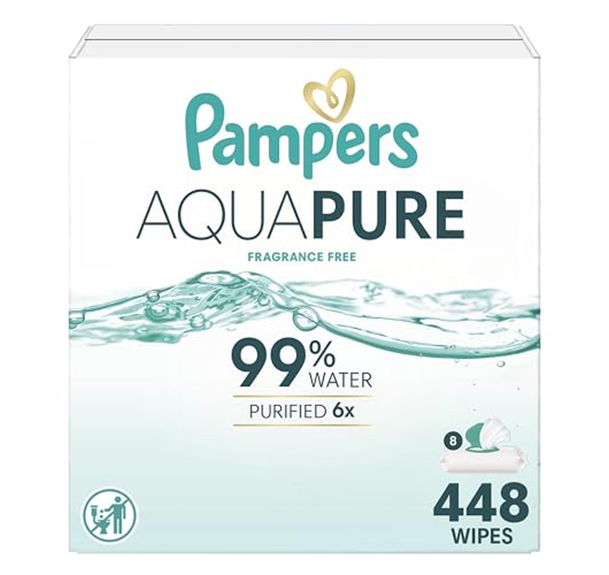 Pampers Aqua Pure Fragrance Free Baby Wipes 448 Count