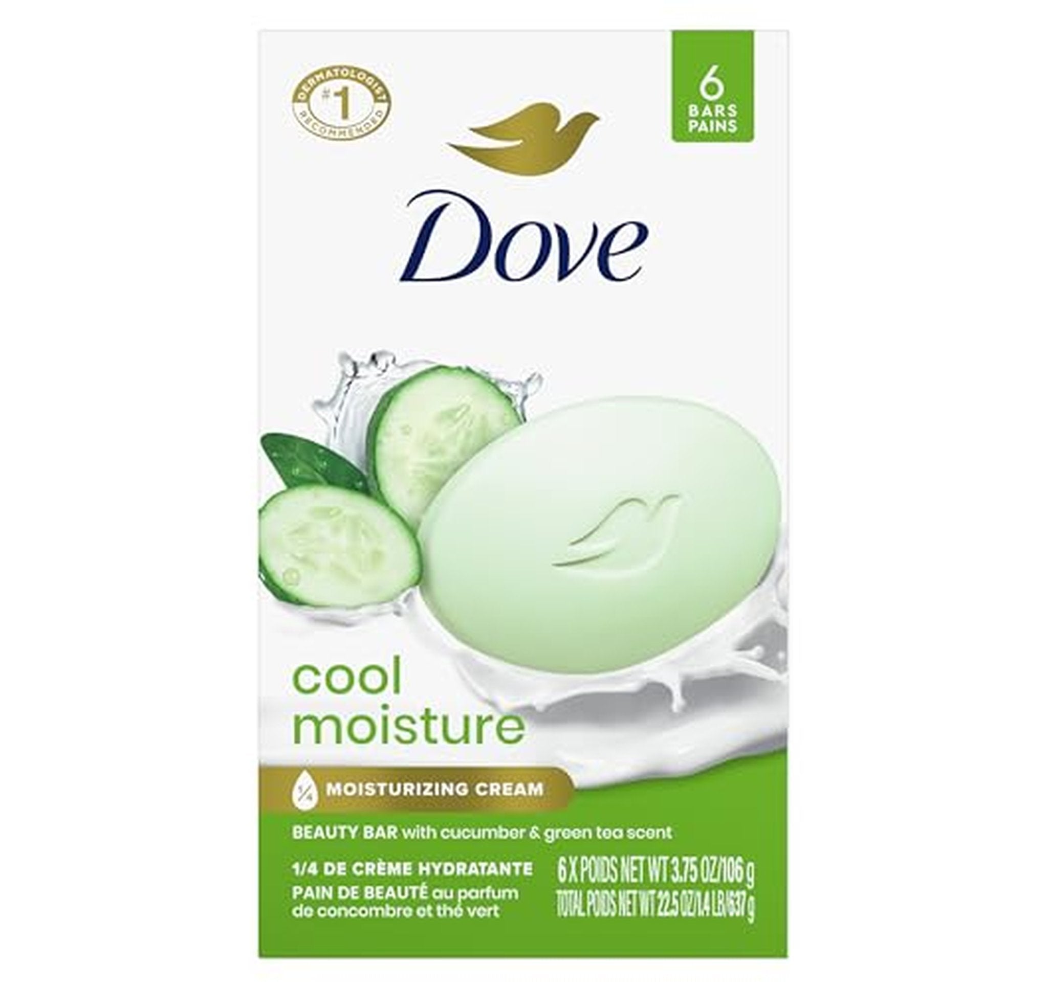 6 Pack Dove Cucumber Green Tea Beauty Bar Soap