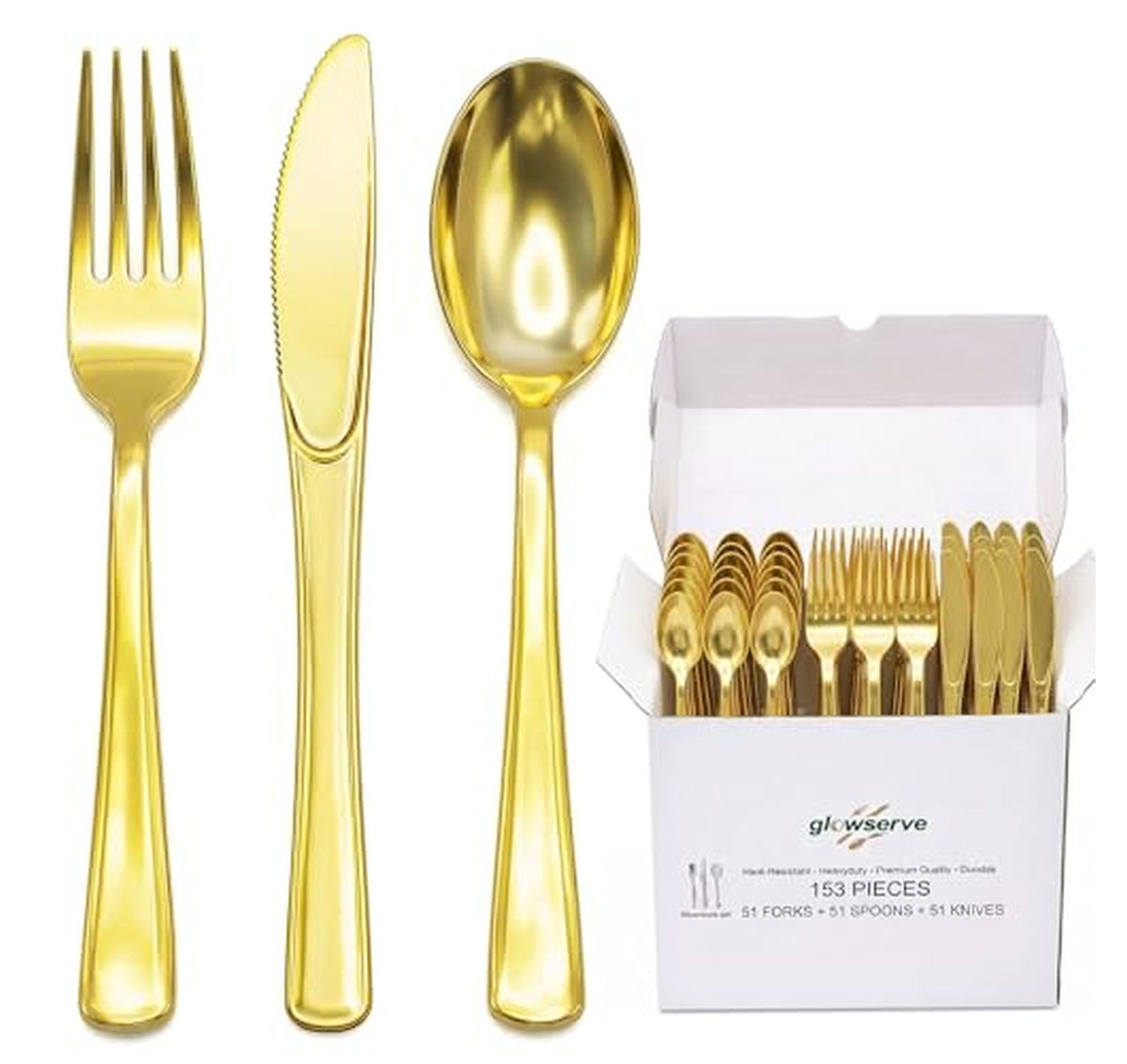 153 Pack Disposable Plastic Silverware Cutlery Set