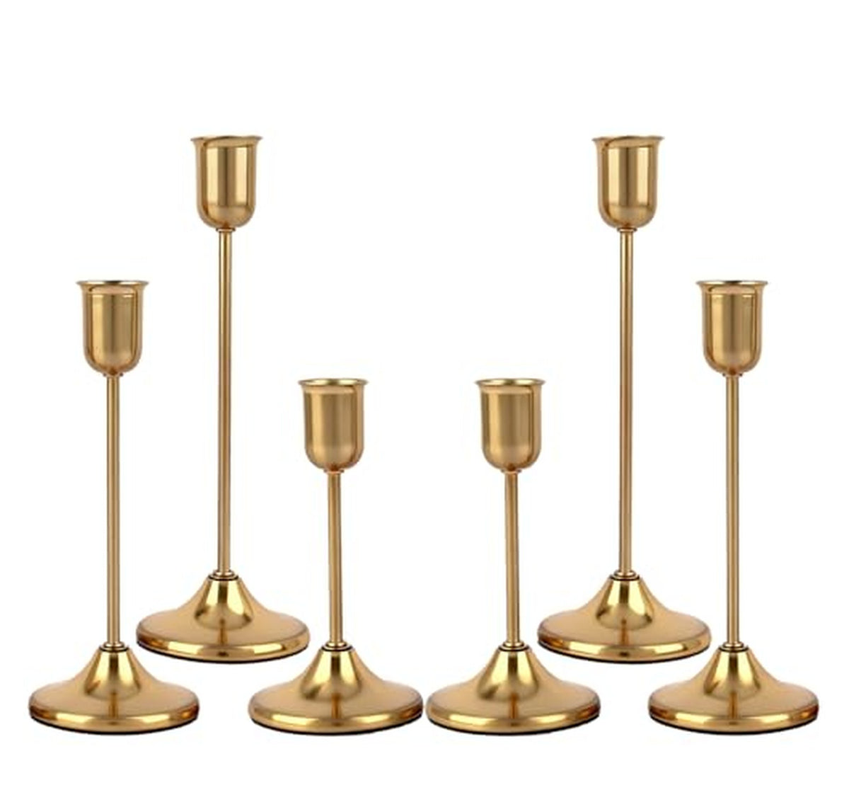 6 Pack Vintage Metal Taper Candle Holders