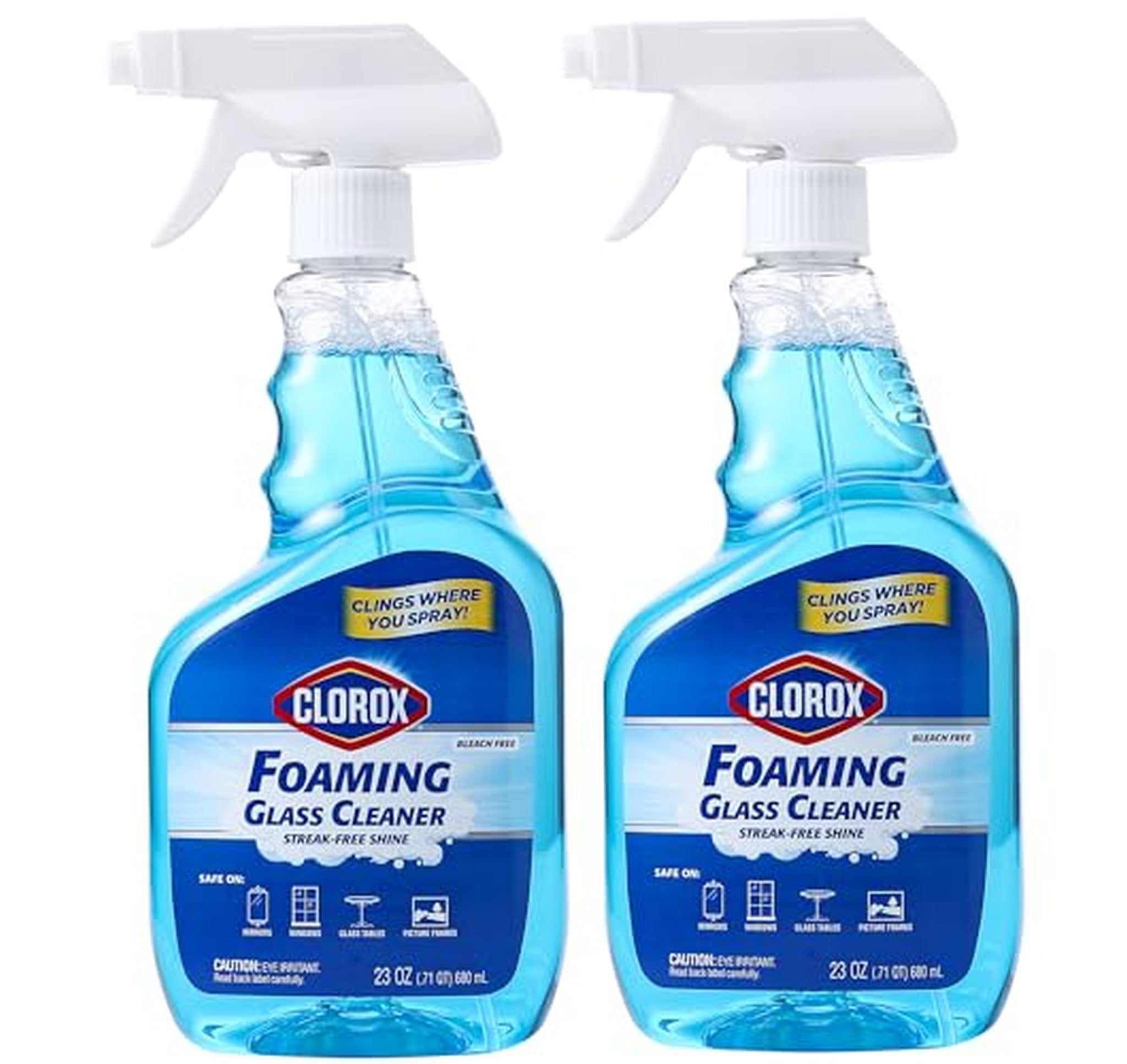 2 Pack Clorox Foaming Glass Cleaner Spray 23 Ounce
