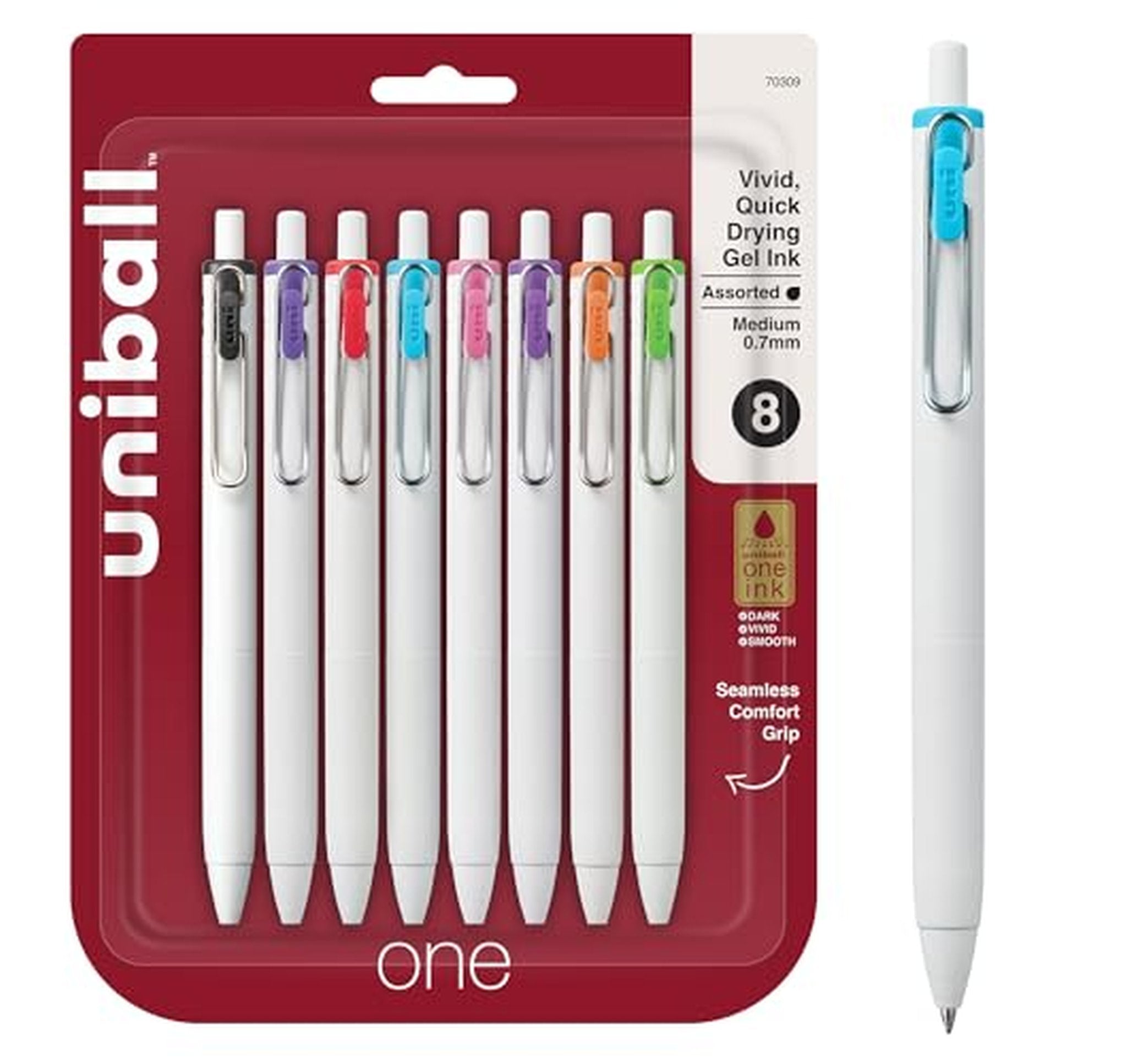 8 Pack Uni-Ball Retractable Gel Pens 0.7mm Assorted Ink