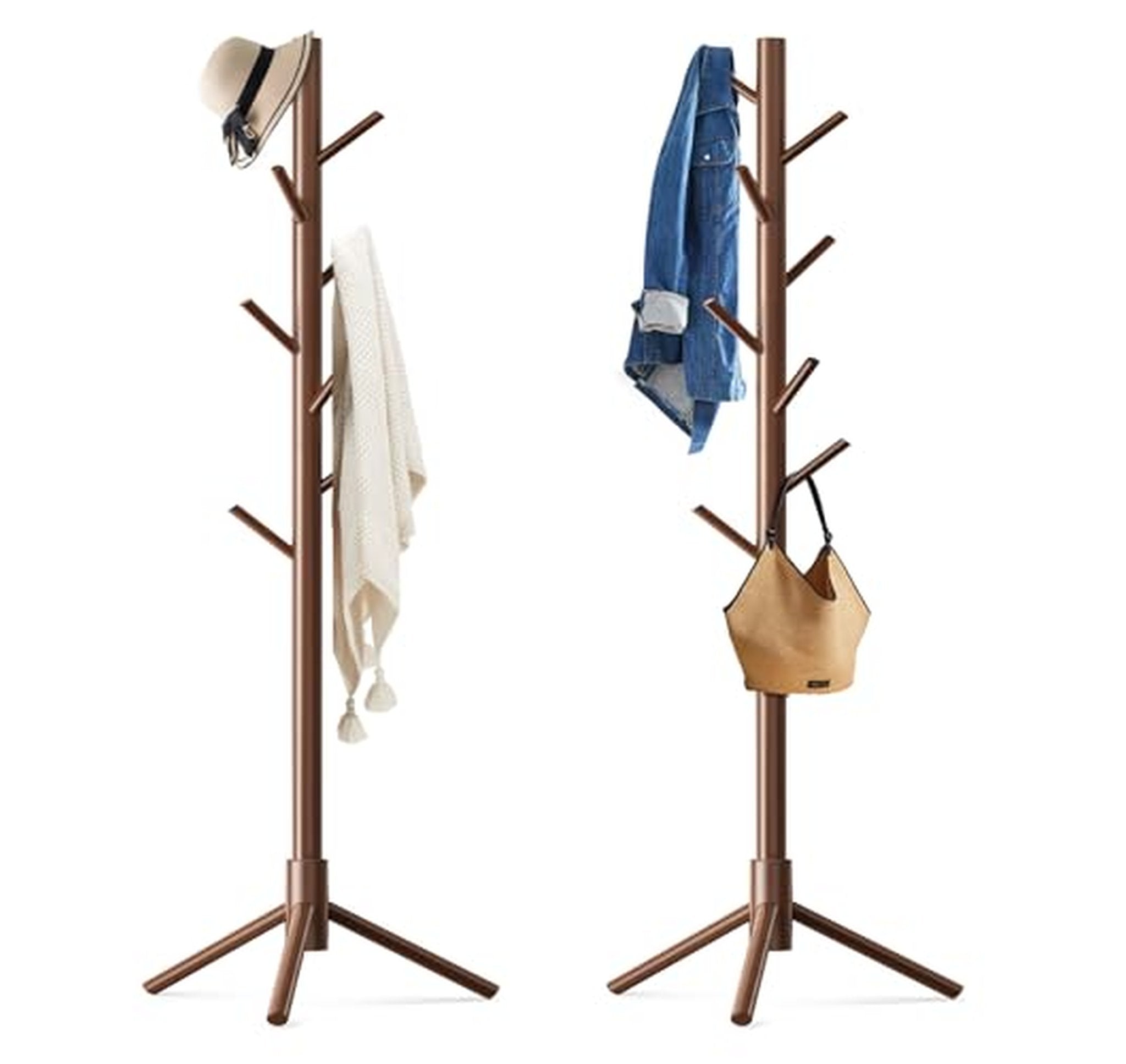 2 Pack Adjustable Freestanding Wooden Coat Racks