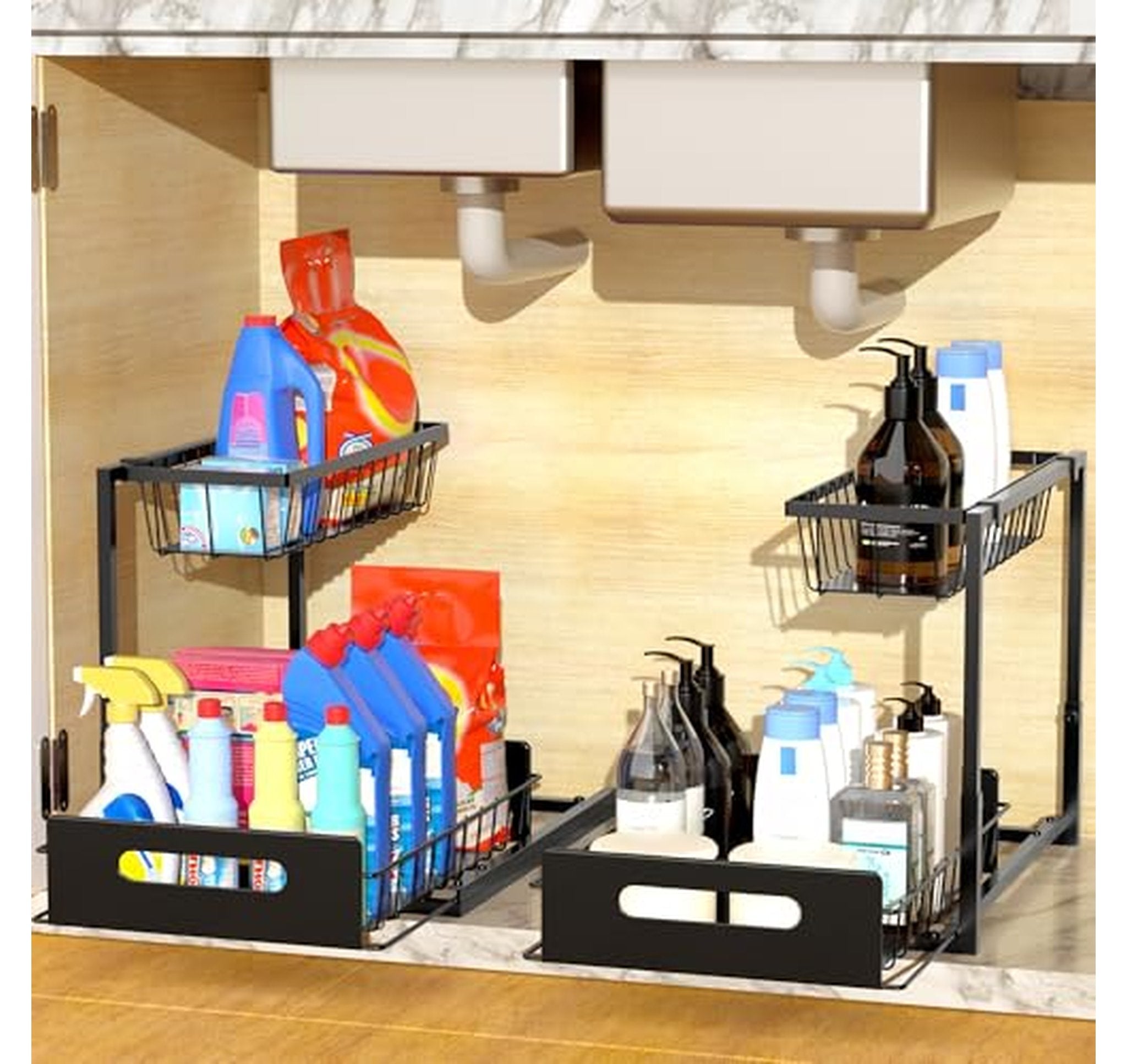 2 Tier Under Sink Pull Out Organizer Shelf