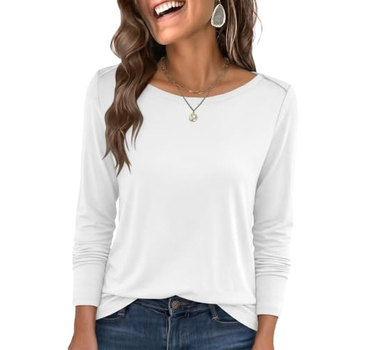 Boat Neck Long Sleeve Womens Shirt
